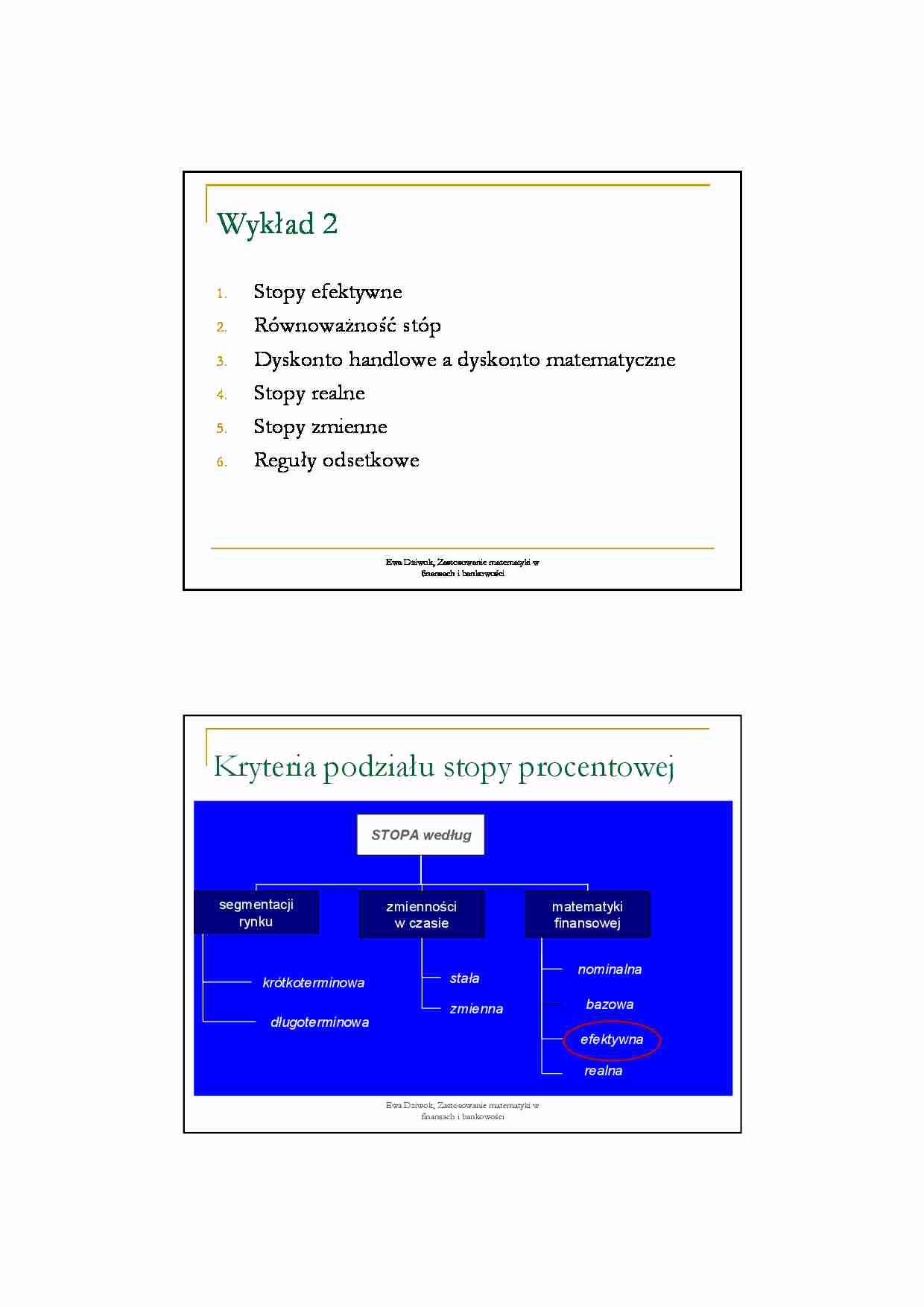 Matematyka finansowa - Stopy efektywne - strona 1