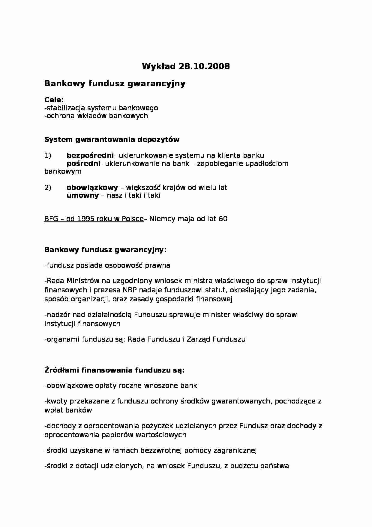 Bankowość - FUNDUSZ GWARANCYJNY - strona 1