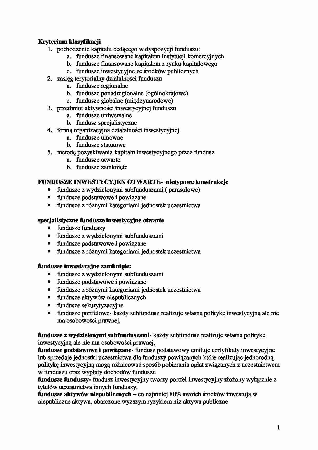 rynki finansowe - Fundusze inwestycyjne otwarte  - strona 1