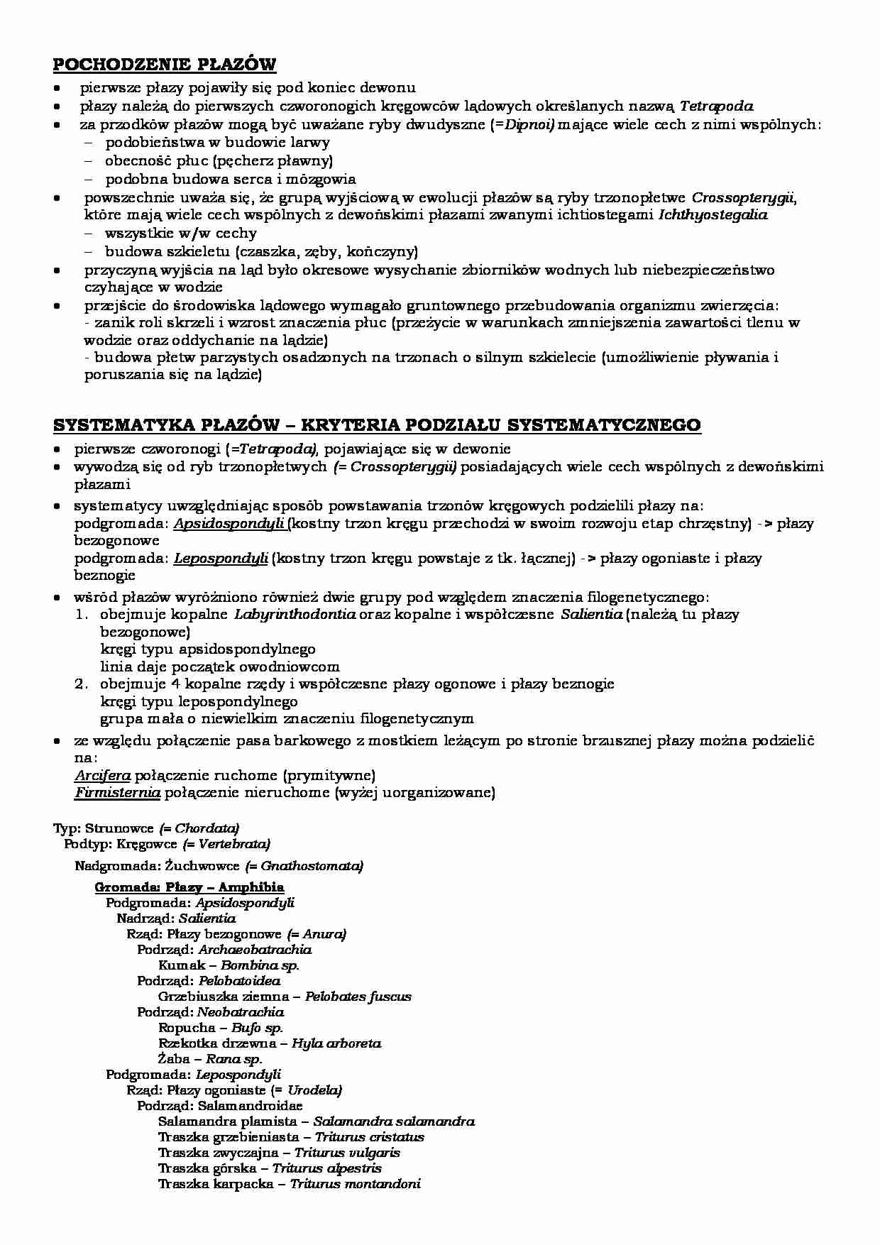 Systematyka strunowców - PŁAZY i GADY - strona 1