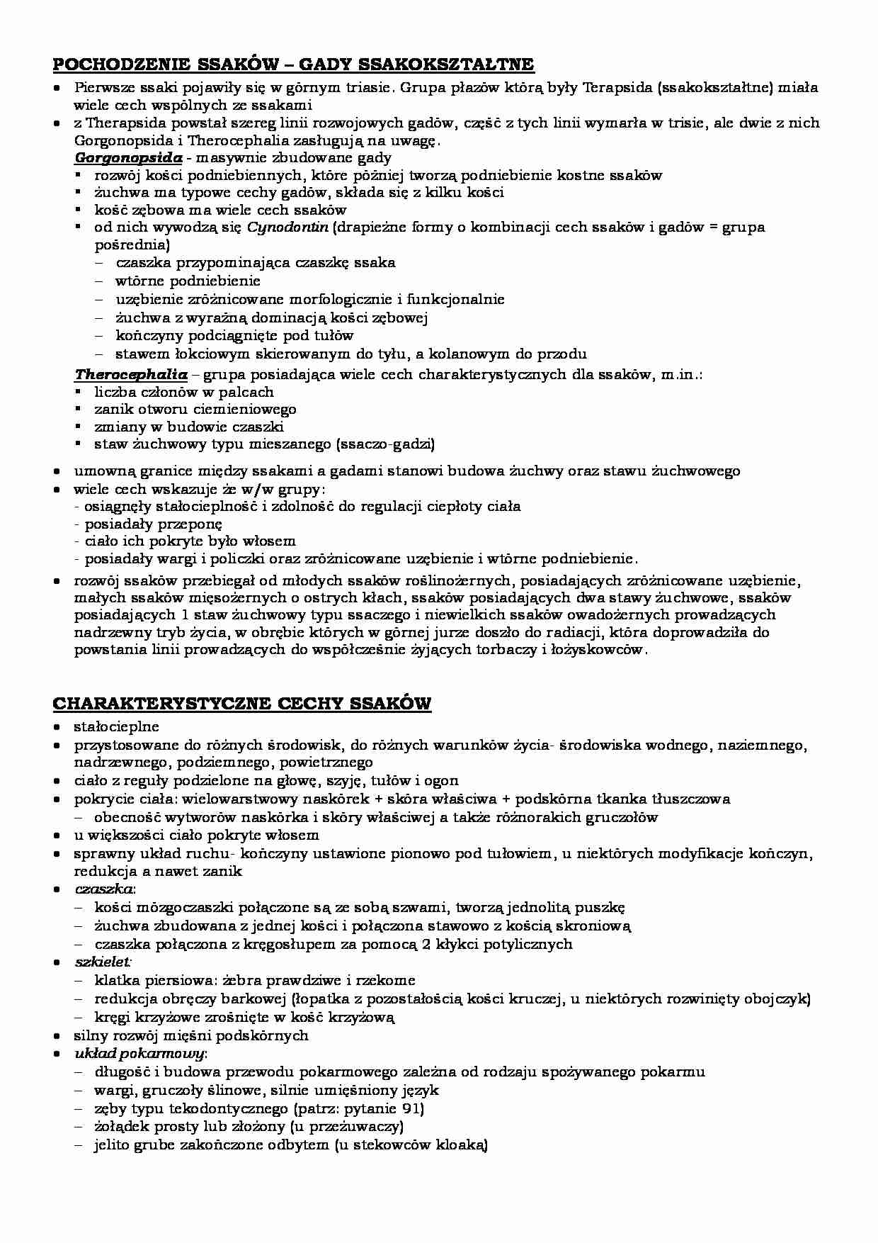 Systematyka strunowców - SSAKI - strona 1