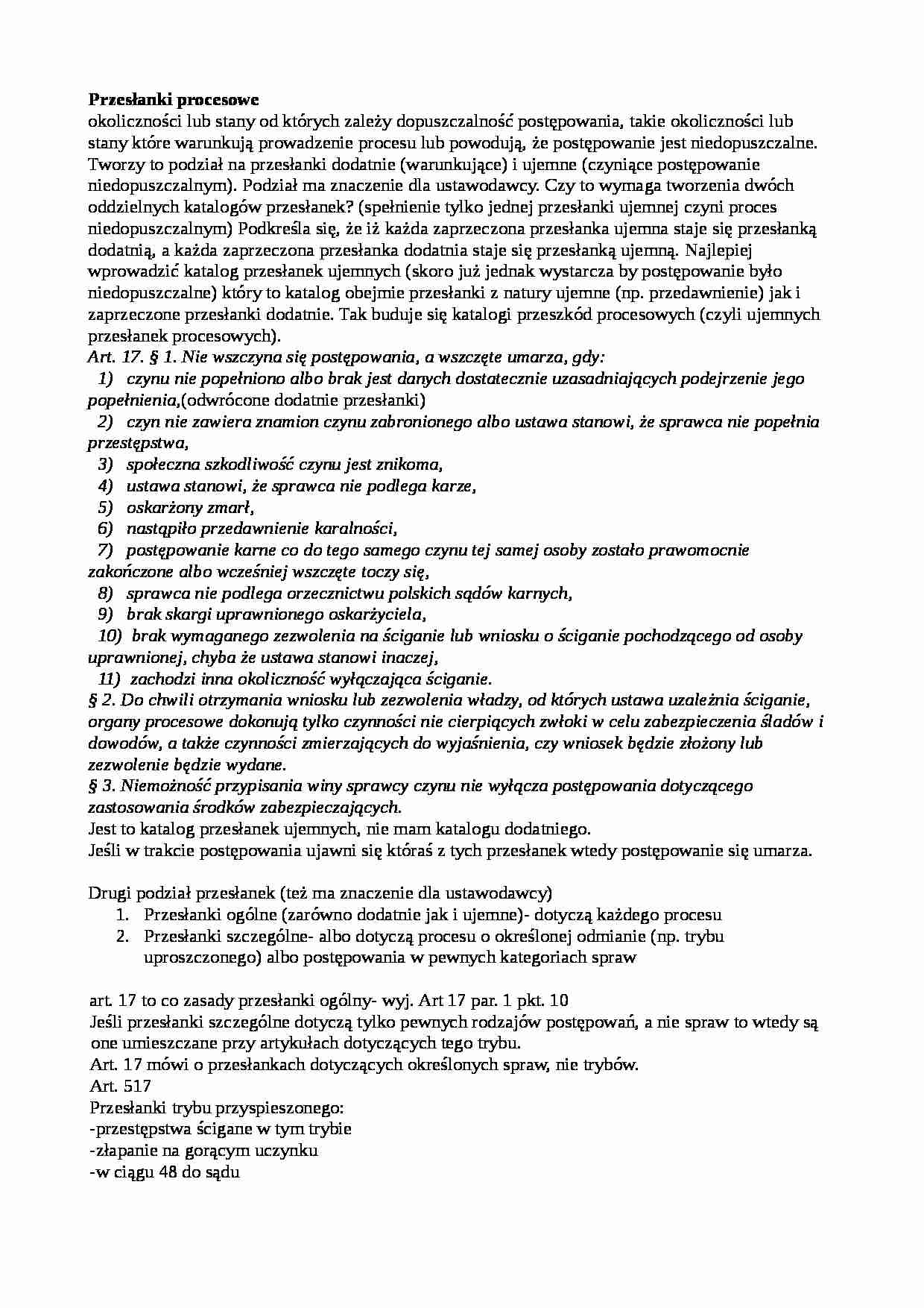 Postępowanie karne: przesłanki procesowe, sąd jako uczestnik postępowania karnego - strona 1