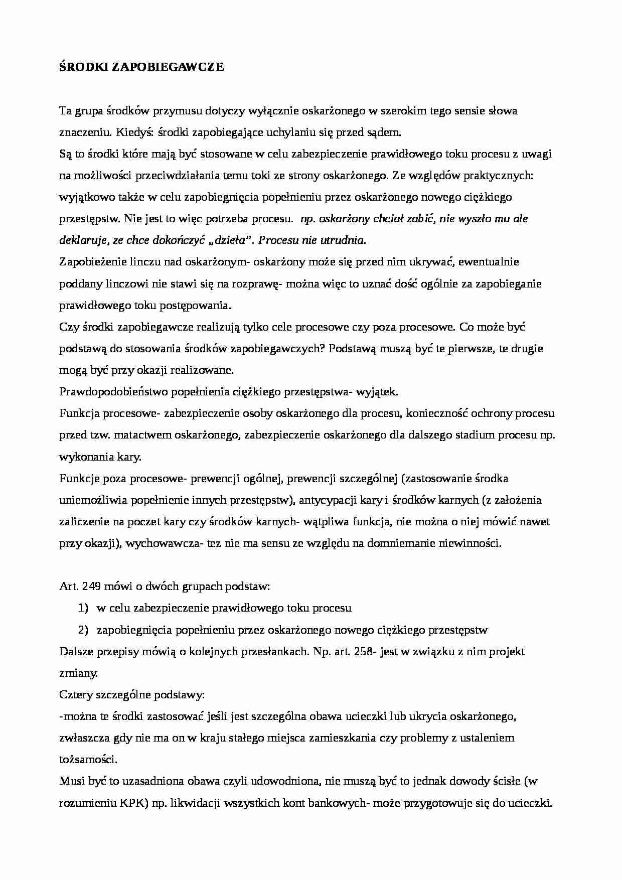 Postępowanie karne: środki przymusu, środki zapobiegawcze - strona 1