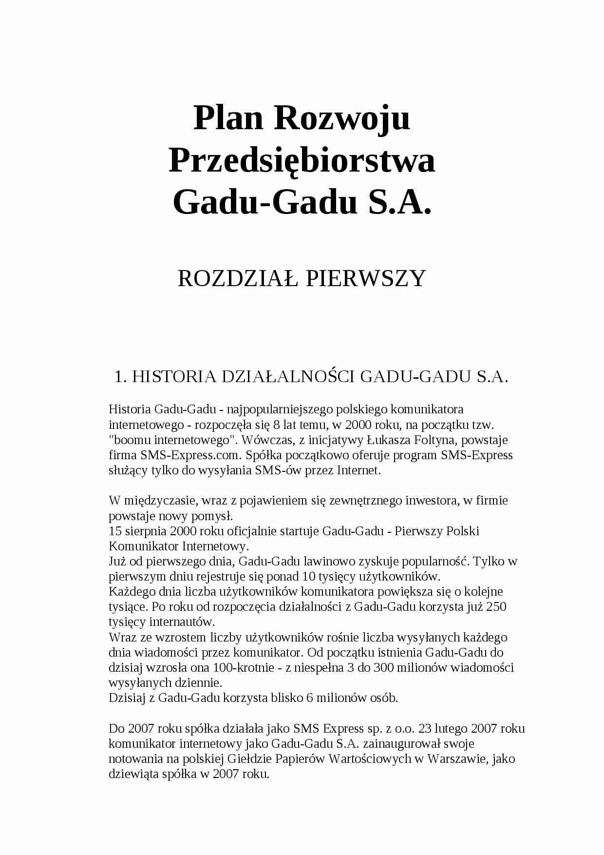 Rozwój firmy Gadu Gadu SA - strona 1