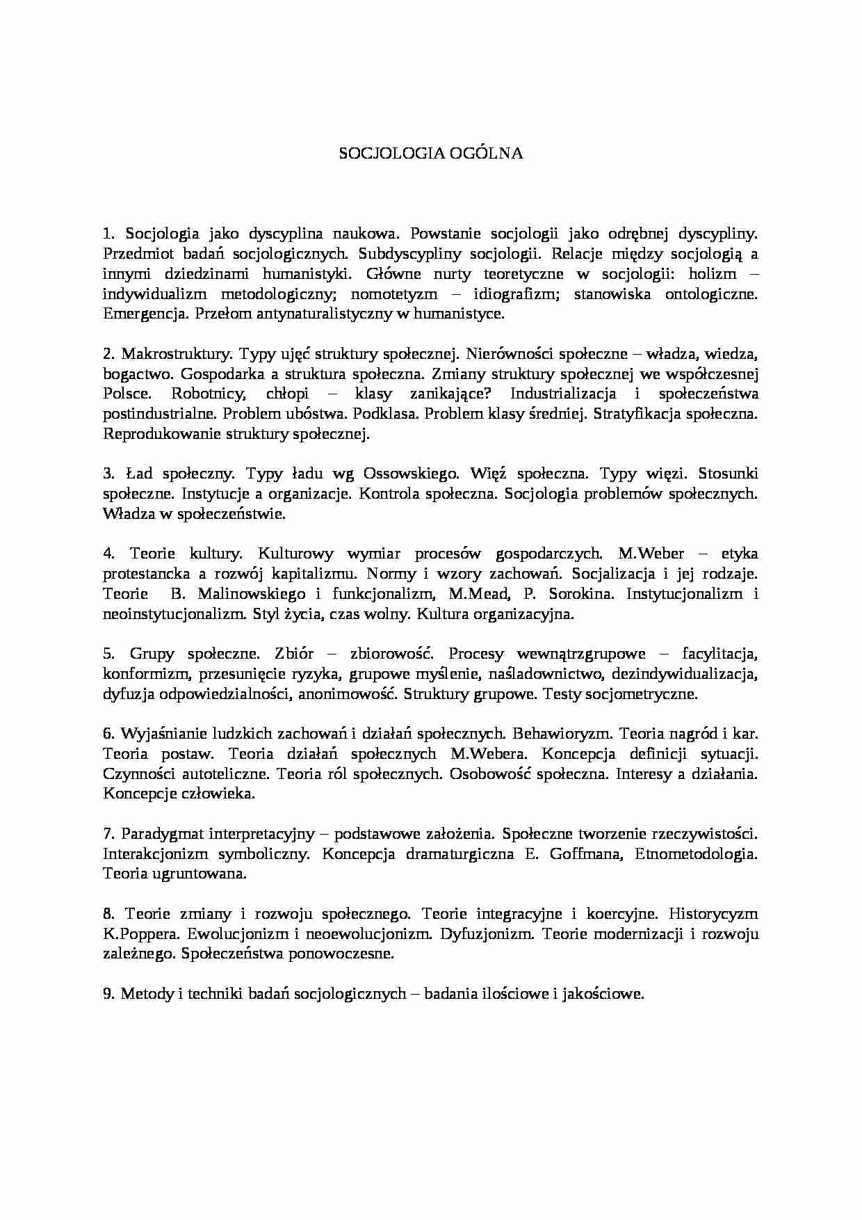 Socjologia Notatki - strona 1