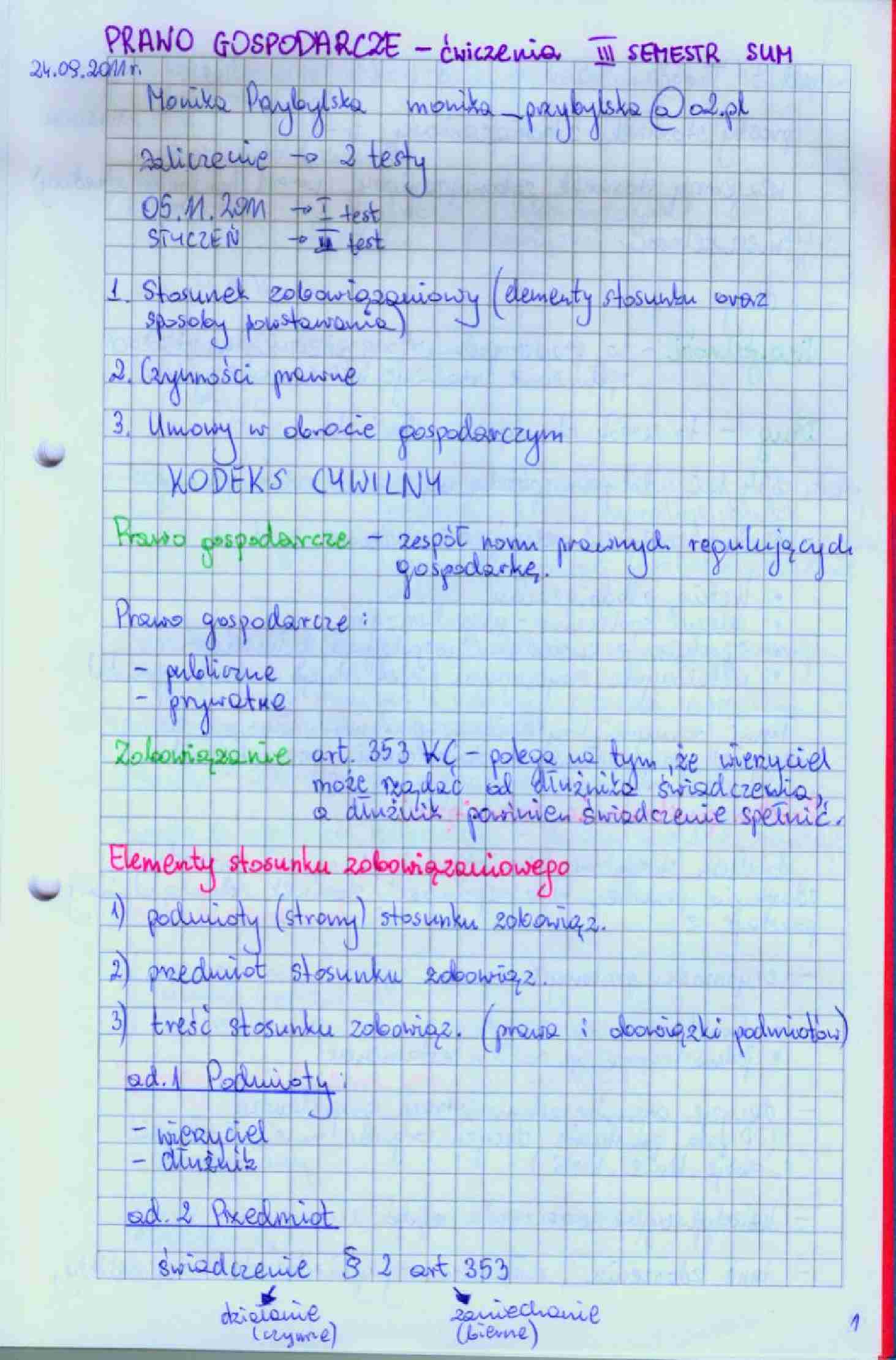 Prawo Gospodarcze ćwiczenia - strona 1