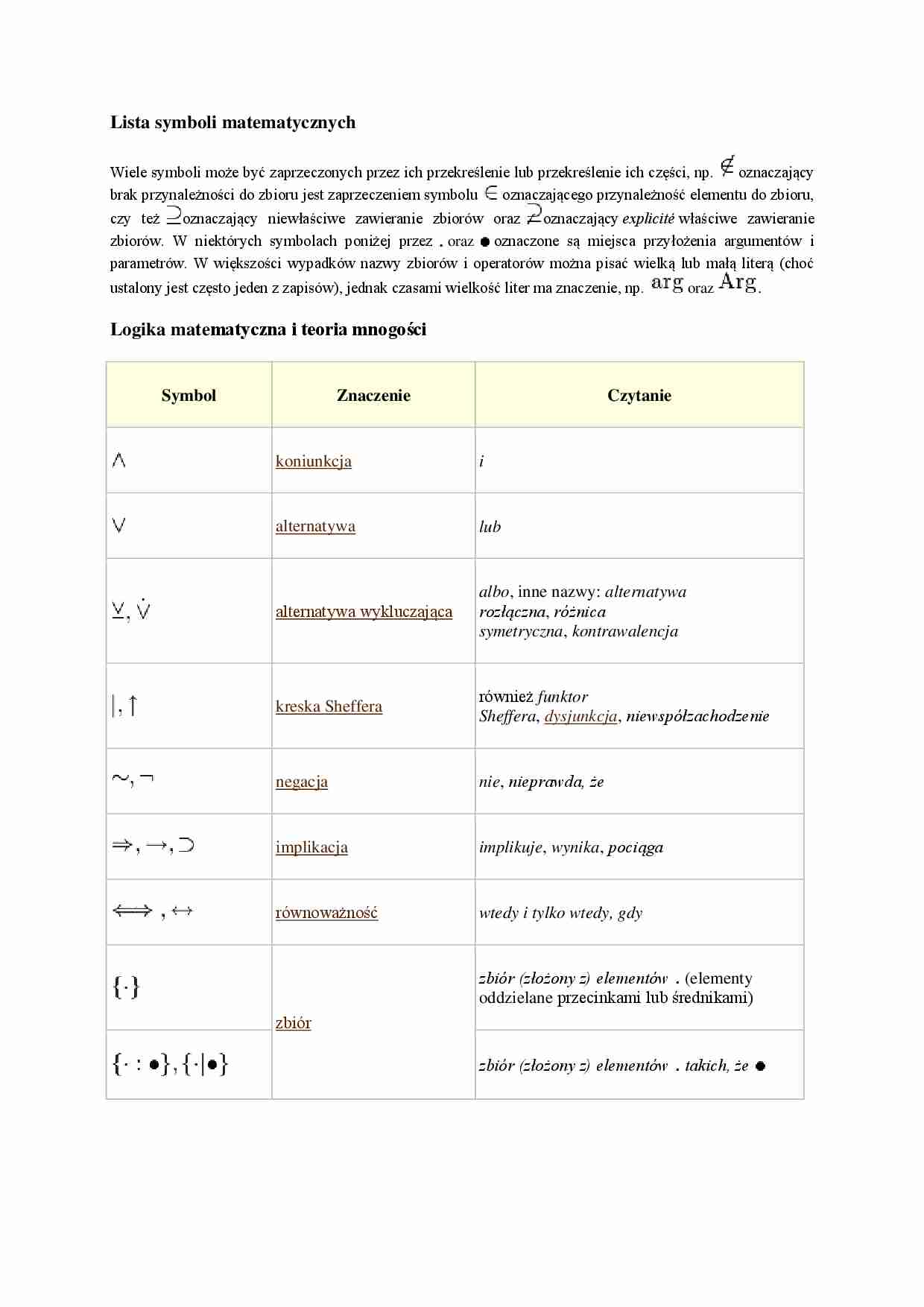 Matematyka - symbole matematyczne - strona 1