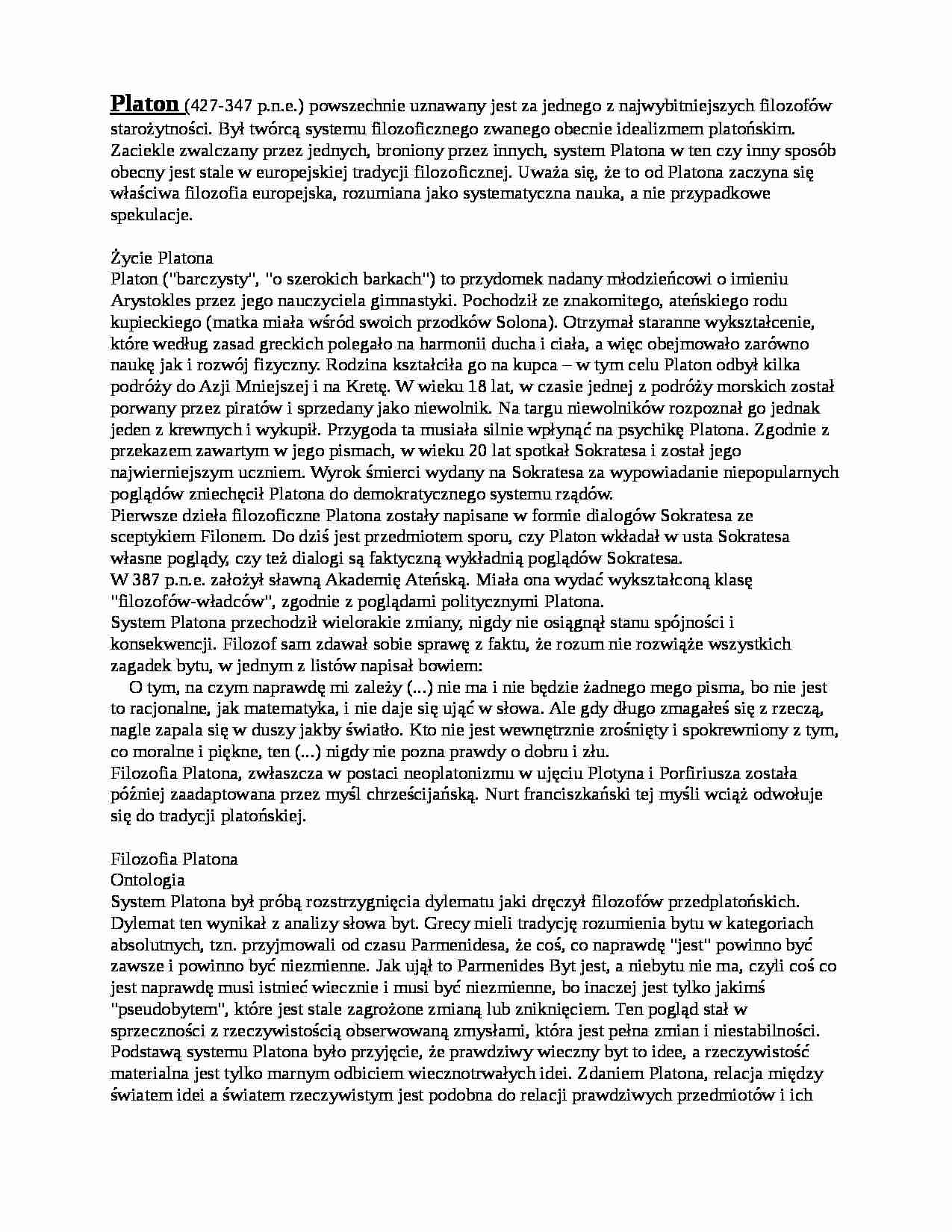 Filozofia - Platon - strona 1