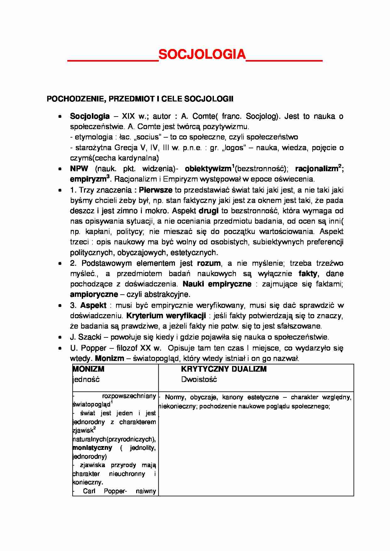 notatki z wykładów z socjologii - strona 1