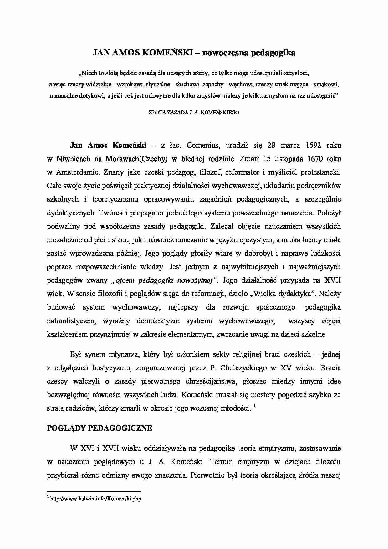 praca - referat o Amosie Komeńskim - strona 1