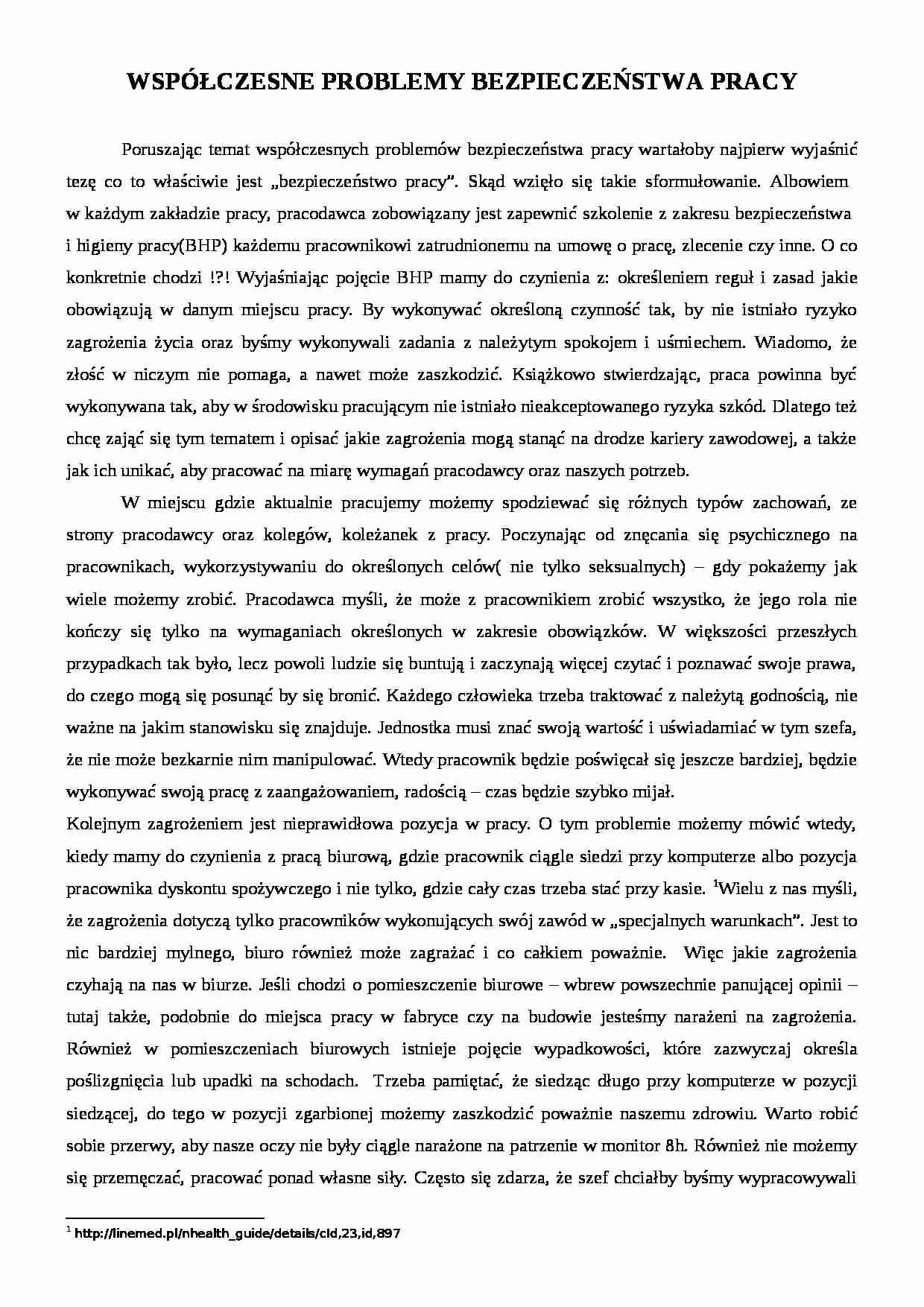 Współczesne problemy bezpieczeństwa - referat - strona 1