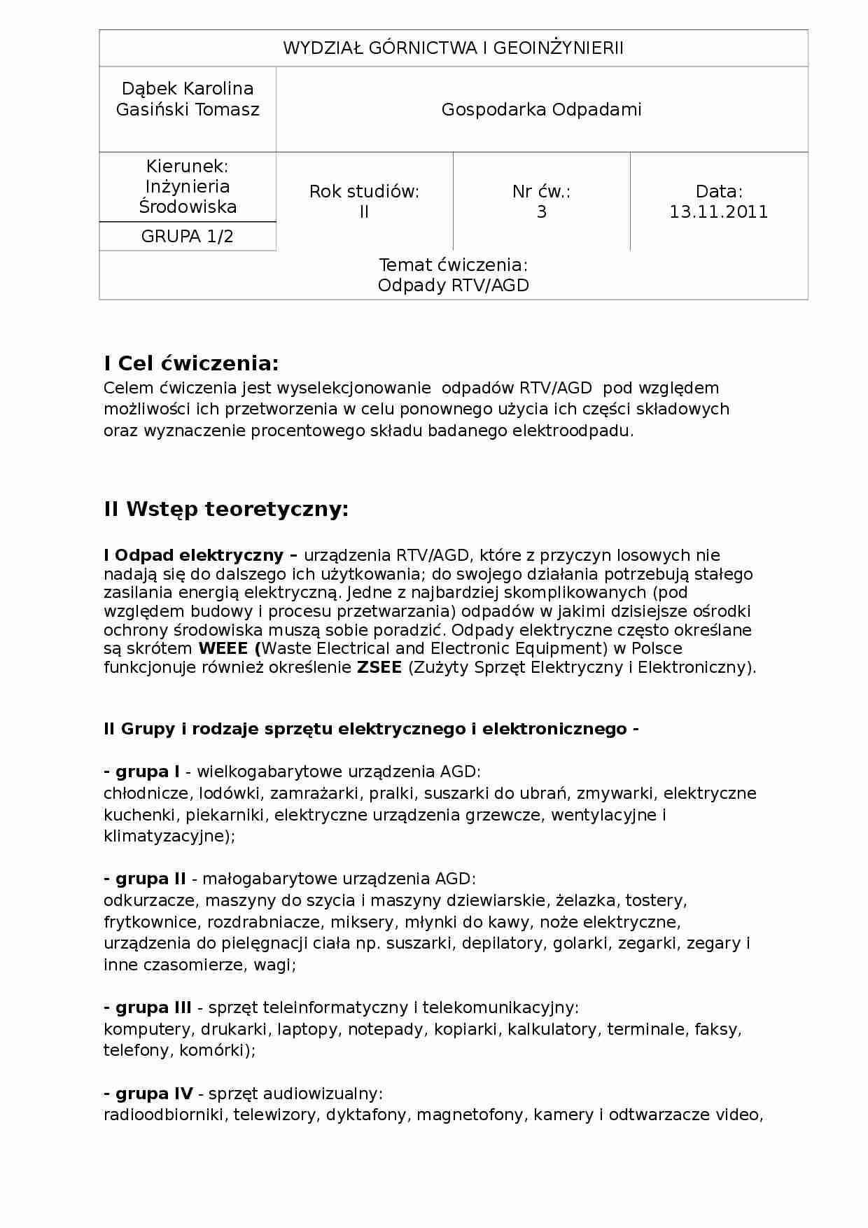 Odpady RTV/AGD - strona 1