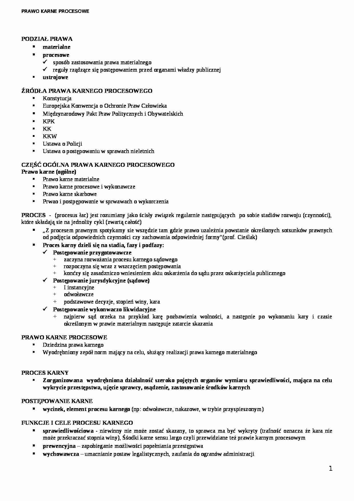 Prawo karne procesowe - ćwiczenia - strona 1