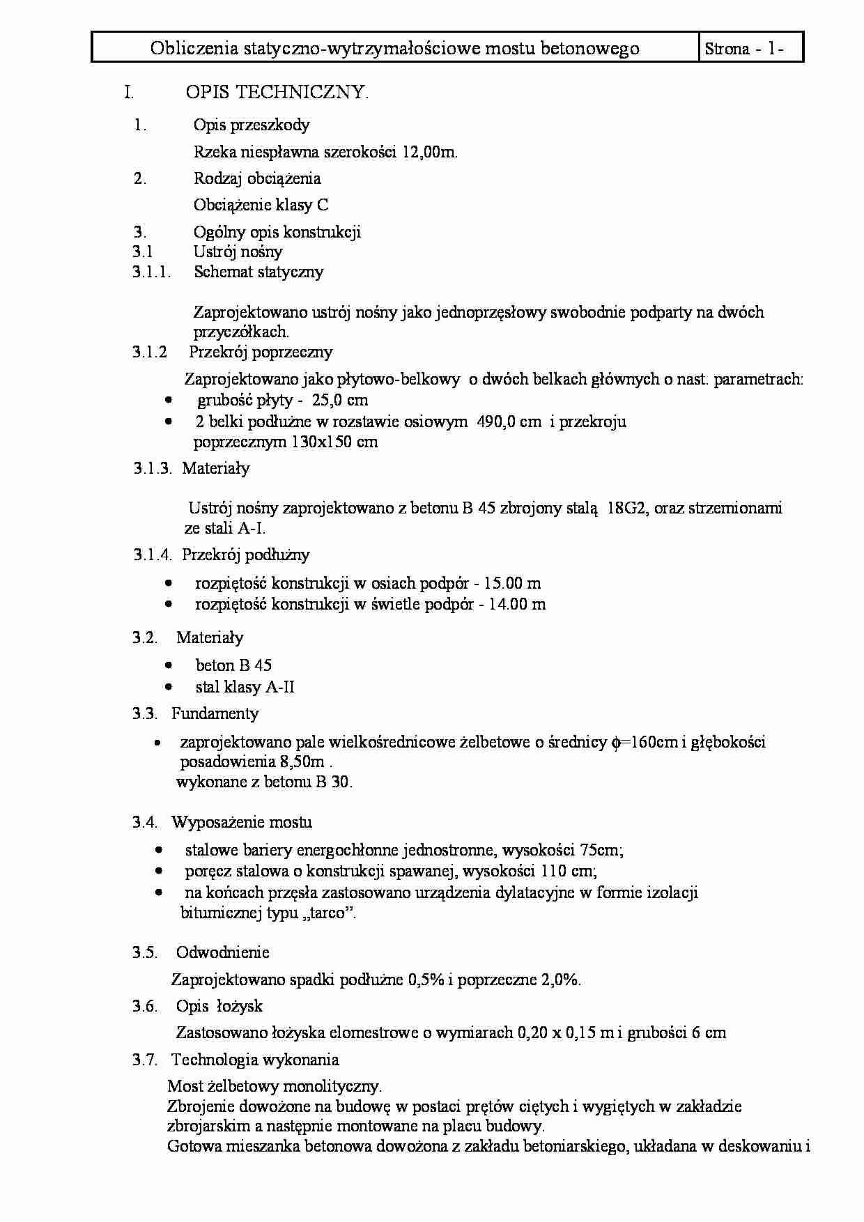 obliczenia mostu betonowego - strona 1