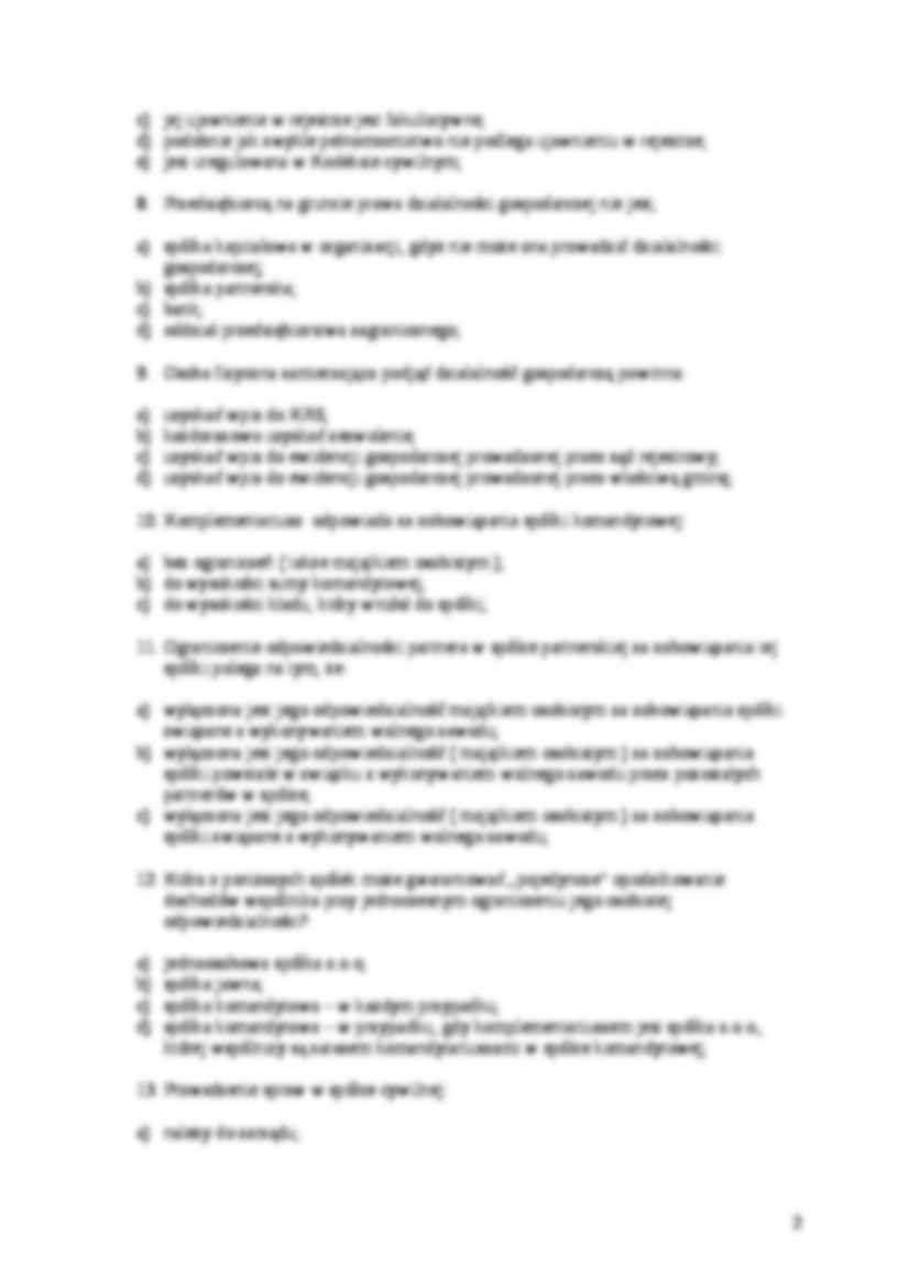 test z prawa gospodarczego oraz opracowanie spółek handlowych - strona 2