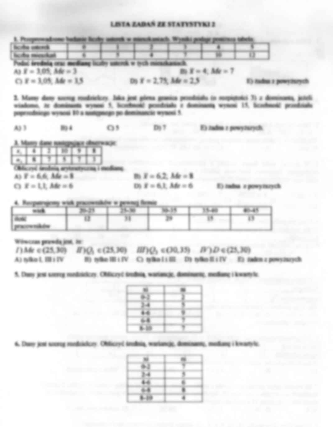 Statystyka podstawy - ćwiczenia I część - strona 2