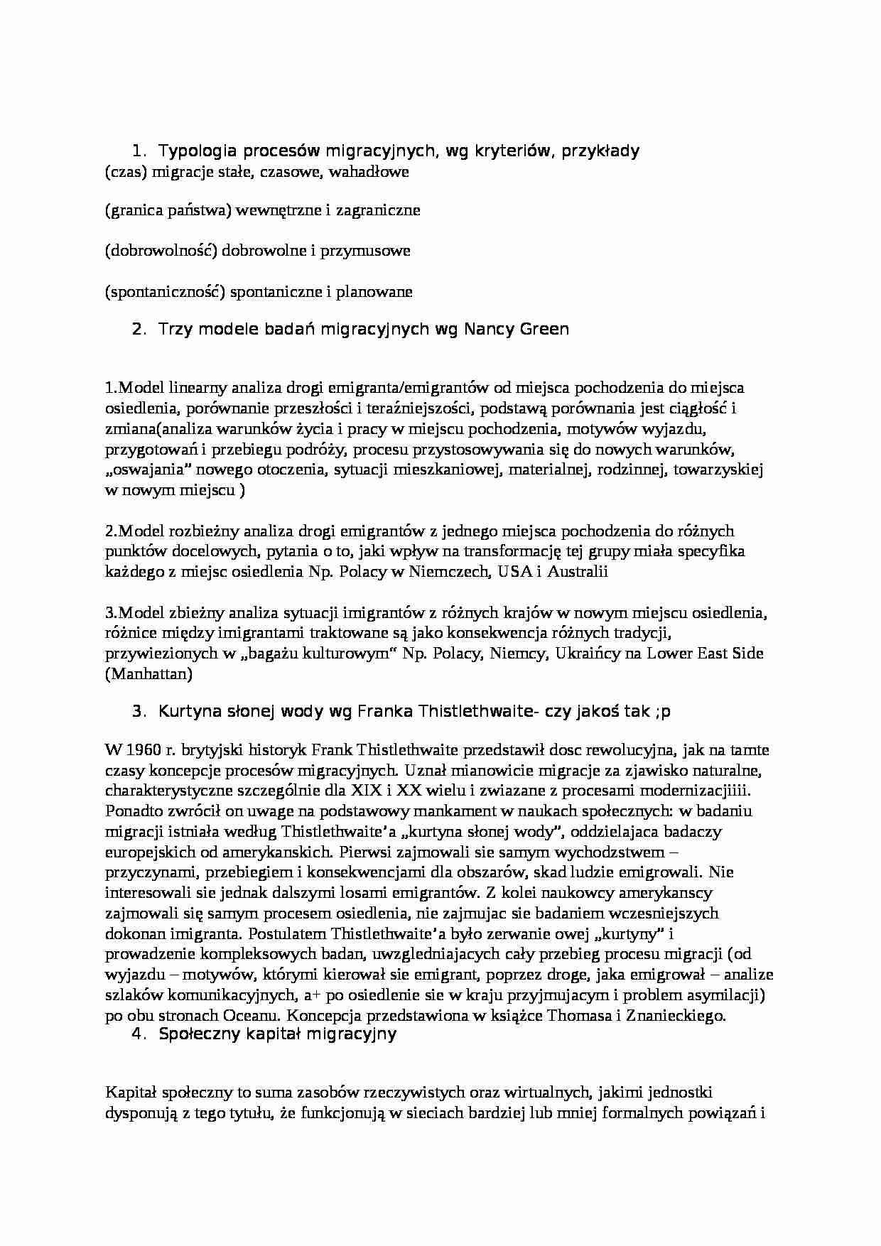 Opracowanie pytań na egzamin ze Wstępu do migracji - strona 1