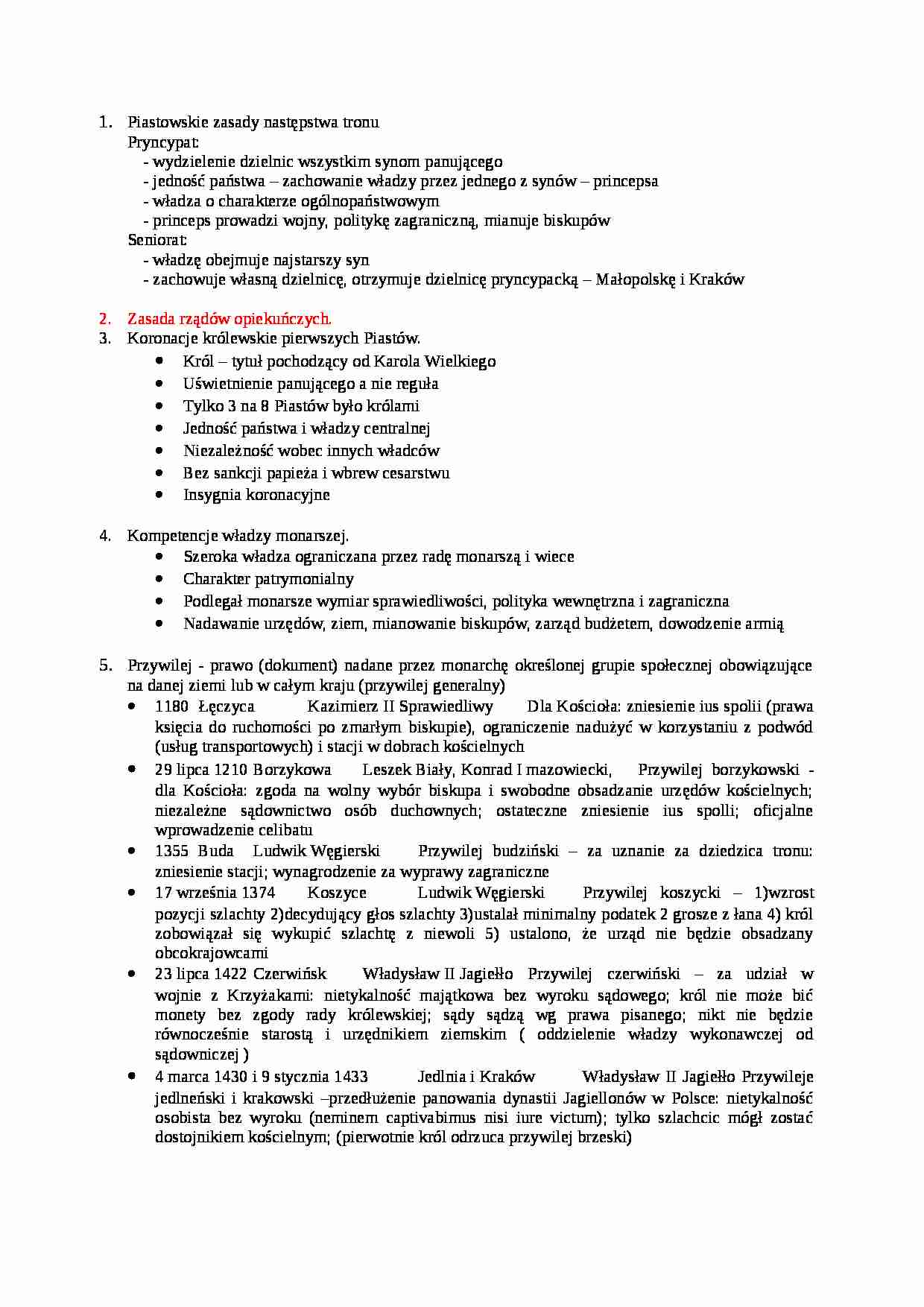 Historia państwa i prawa polskiego - Pryncypat - strona 1