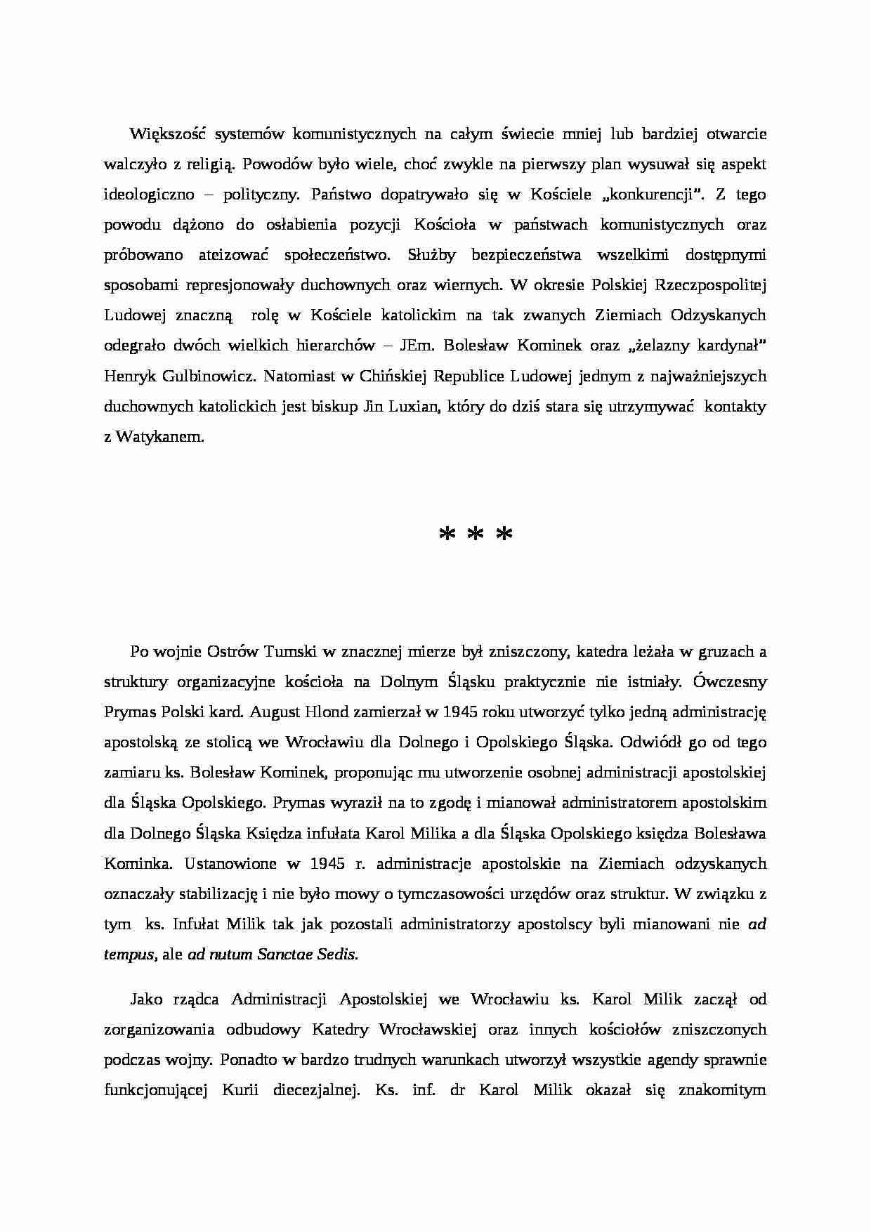 Stosunki hierarchów kościelnych z władzami komunistycznymi w Polsce Ludowej - strona 1