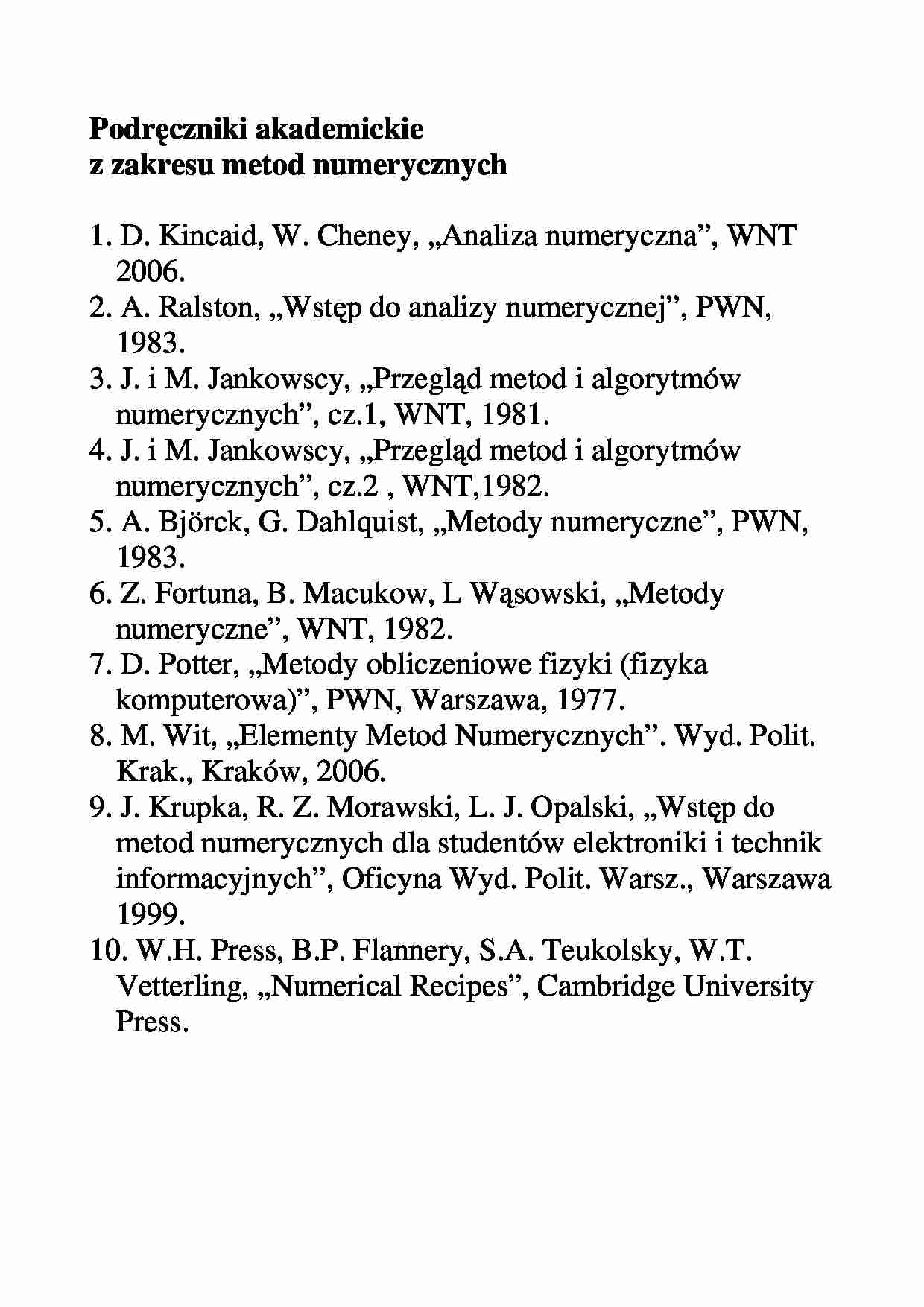 Metody numeryczne cd - strona 1