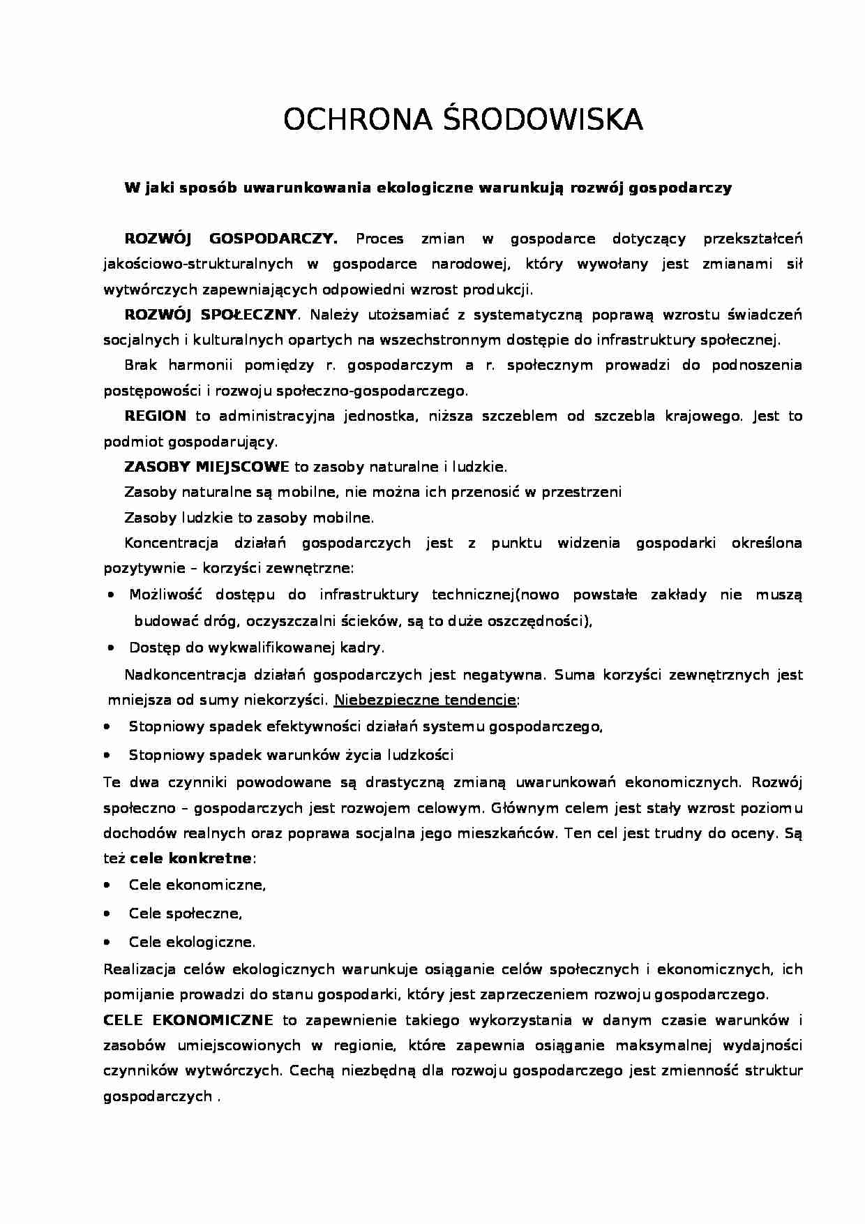 Zarządzanie środowiskiem i ochrona środowiska - strona 1