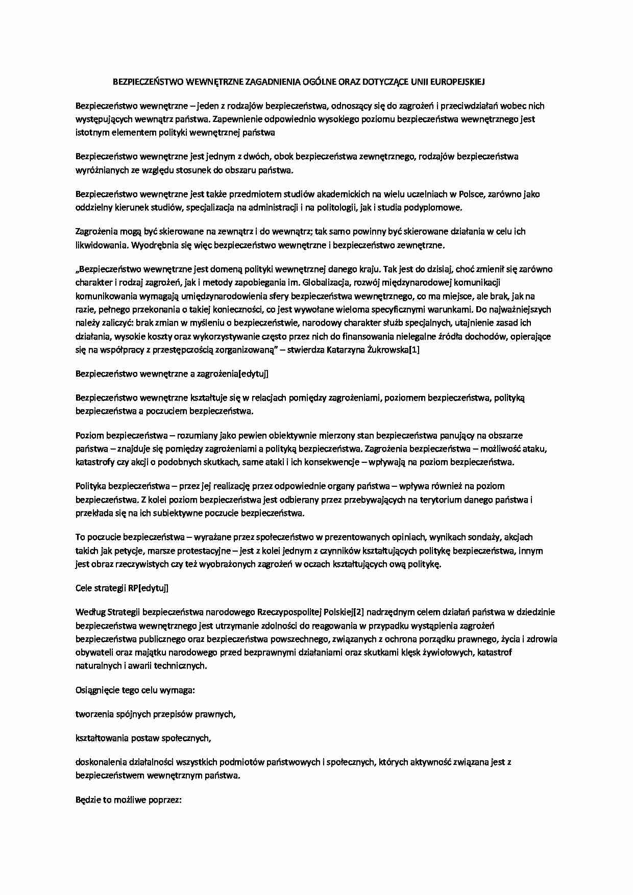 Bezpieczeństwo Wewnętrzne w UE - strona 1