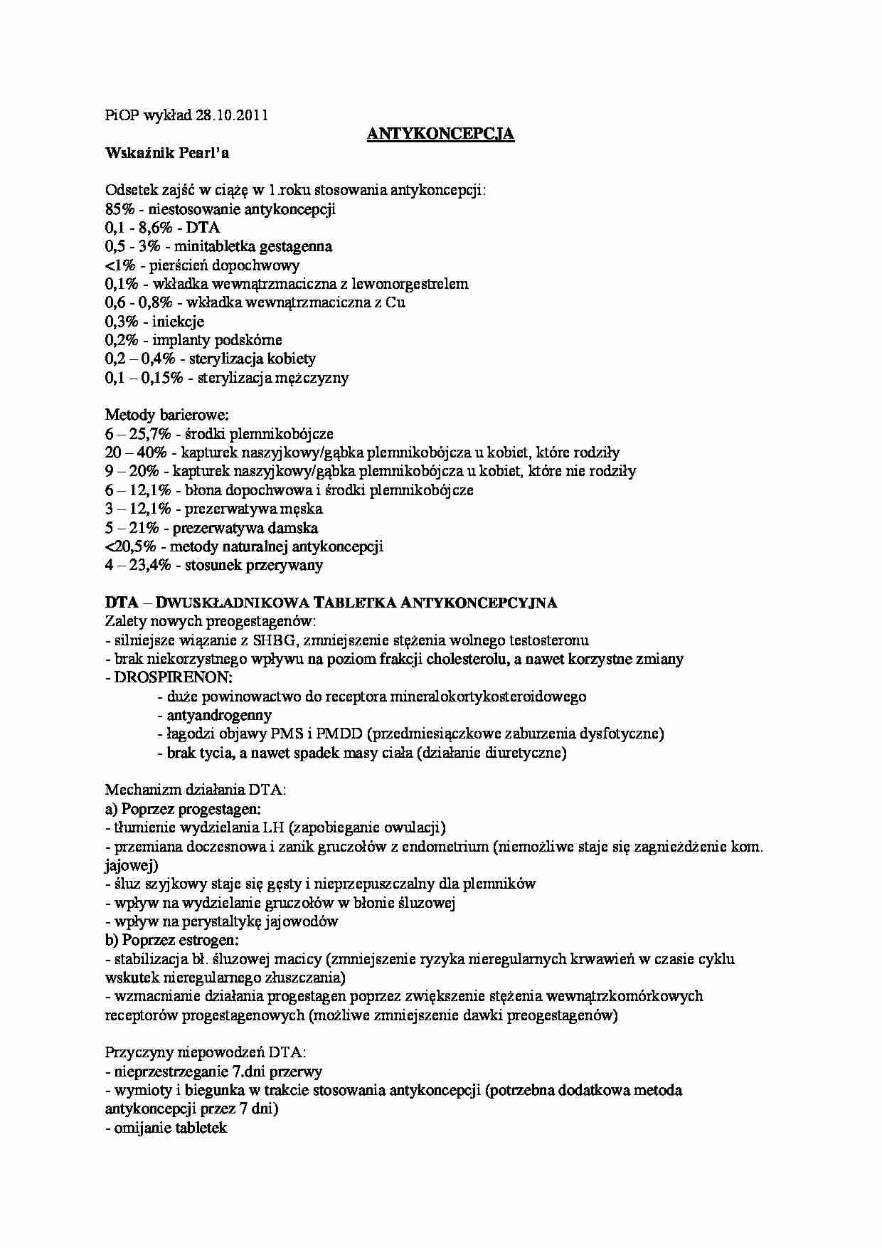 Antykoncepcja - położnictwo i opieka położnicza - strona 1