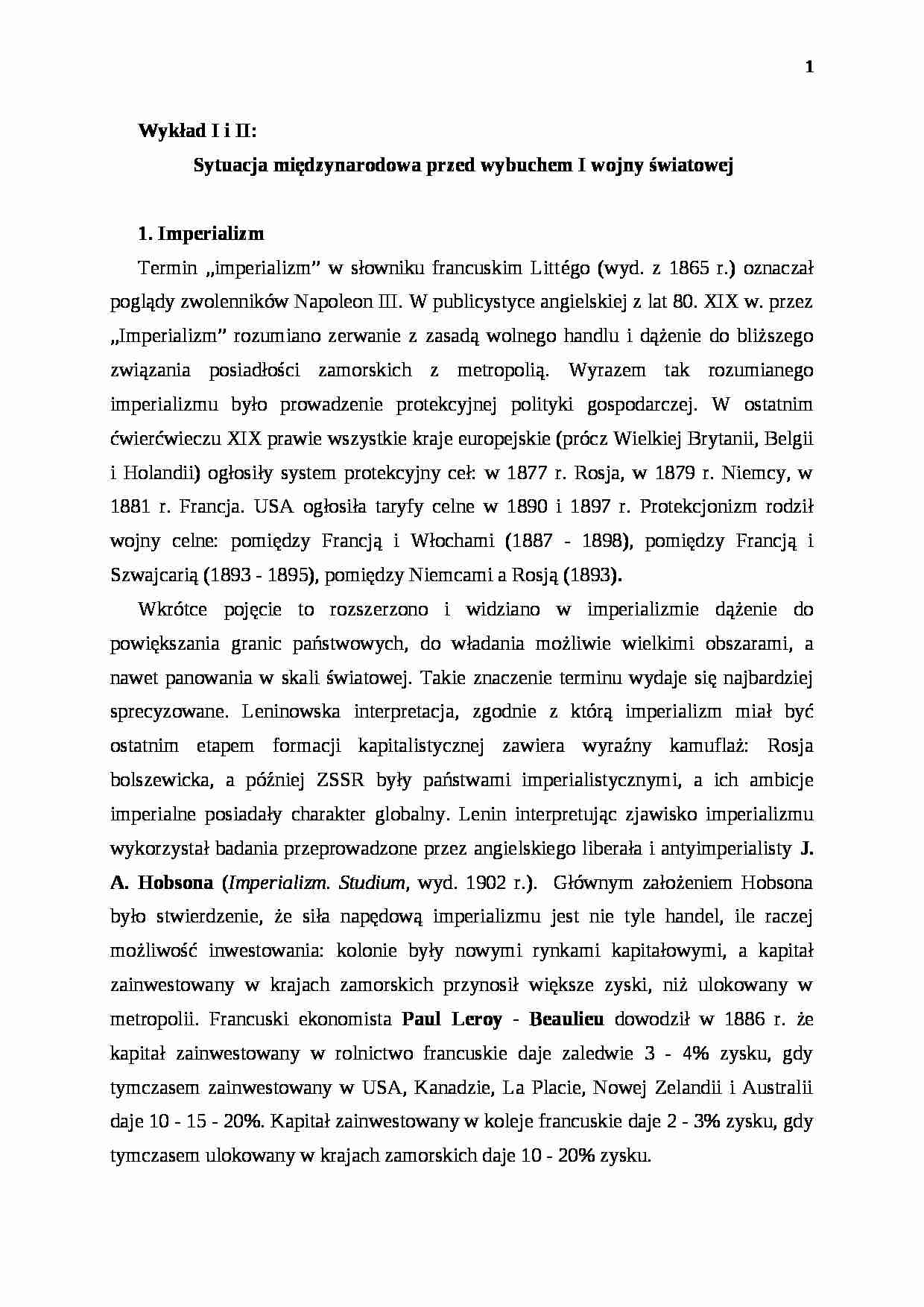 Historia polityczna XX wieku - wykłady - strona 1