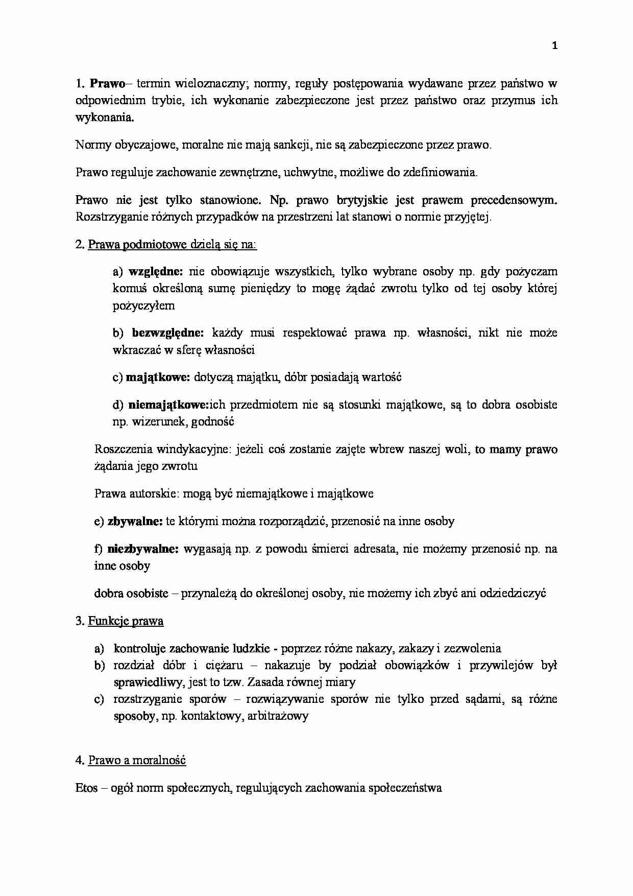 Podstawy prawa - wykłady - Prawa podmiotowe - strona 1