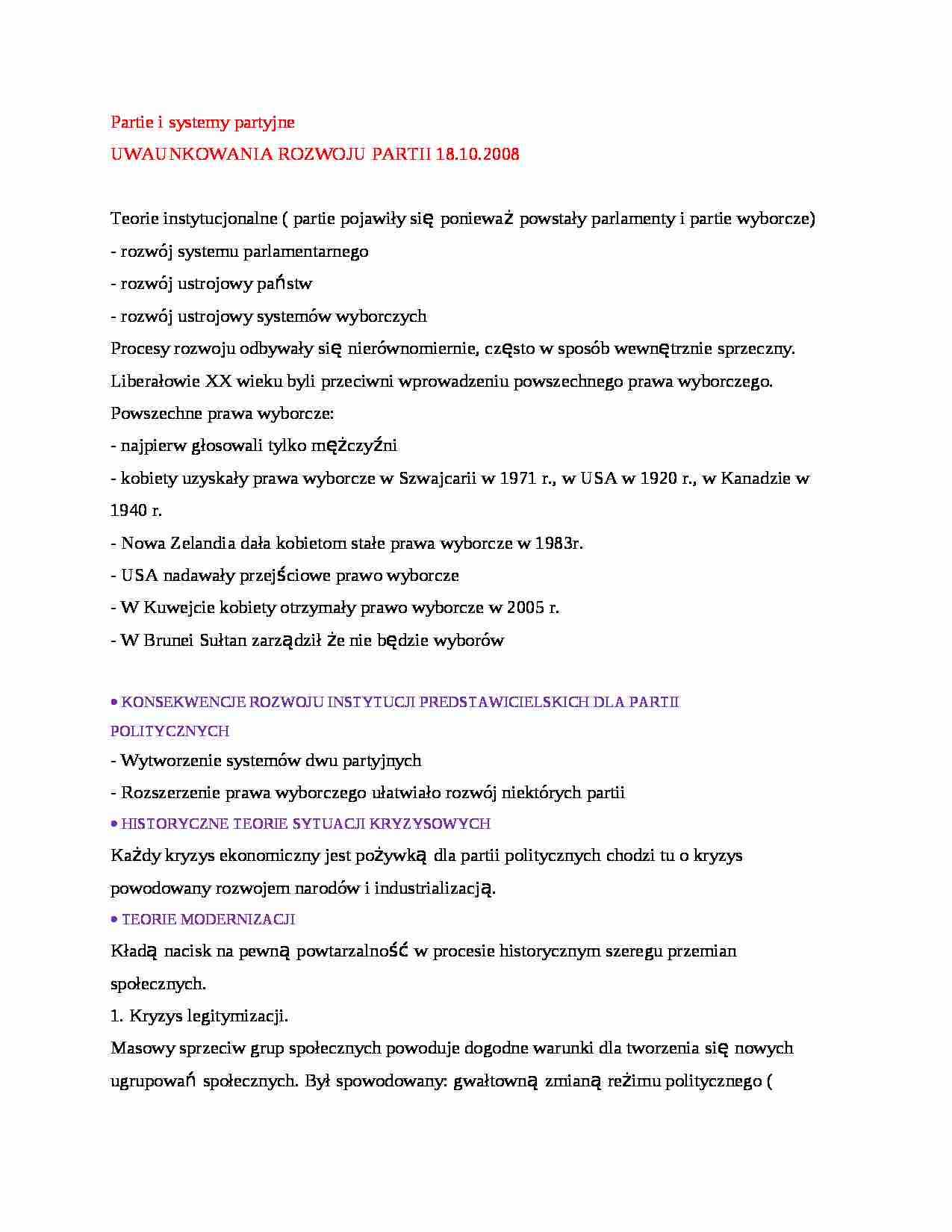 Partie i systemy partyjne - strona 1