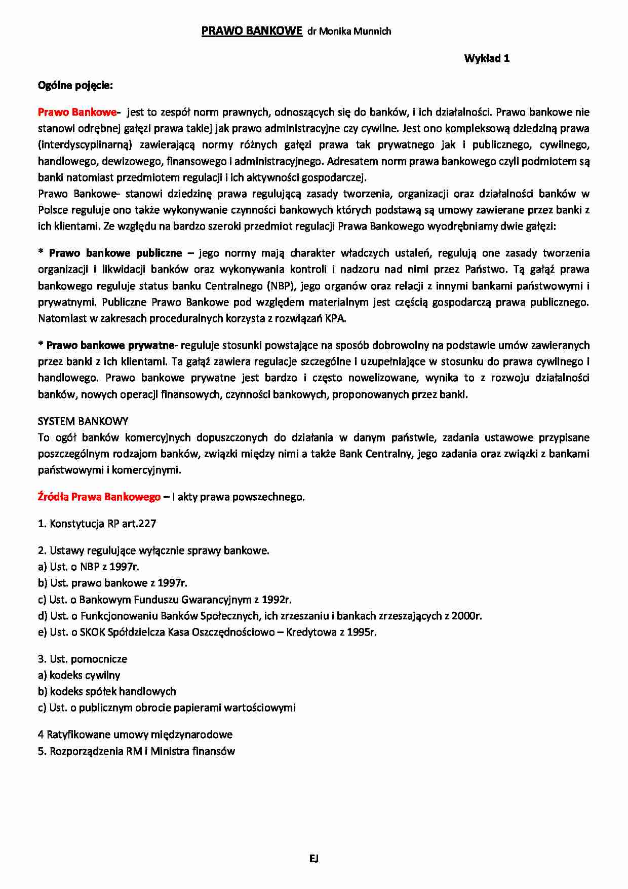 Prawo Bankowe - publiczne, prywatne - strona 1