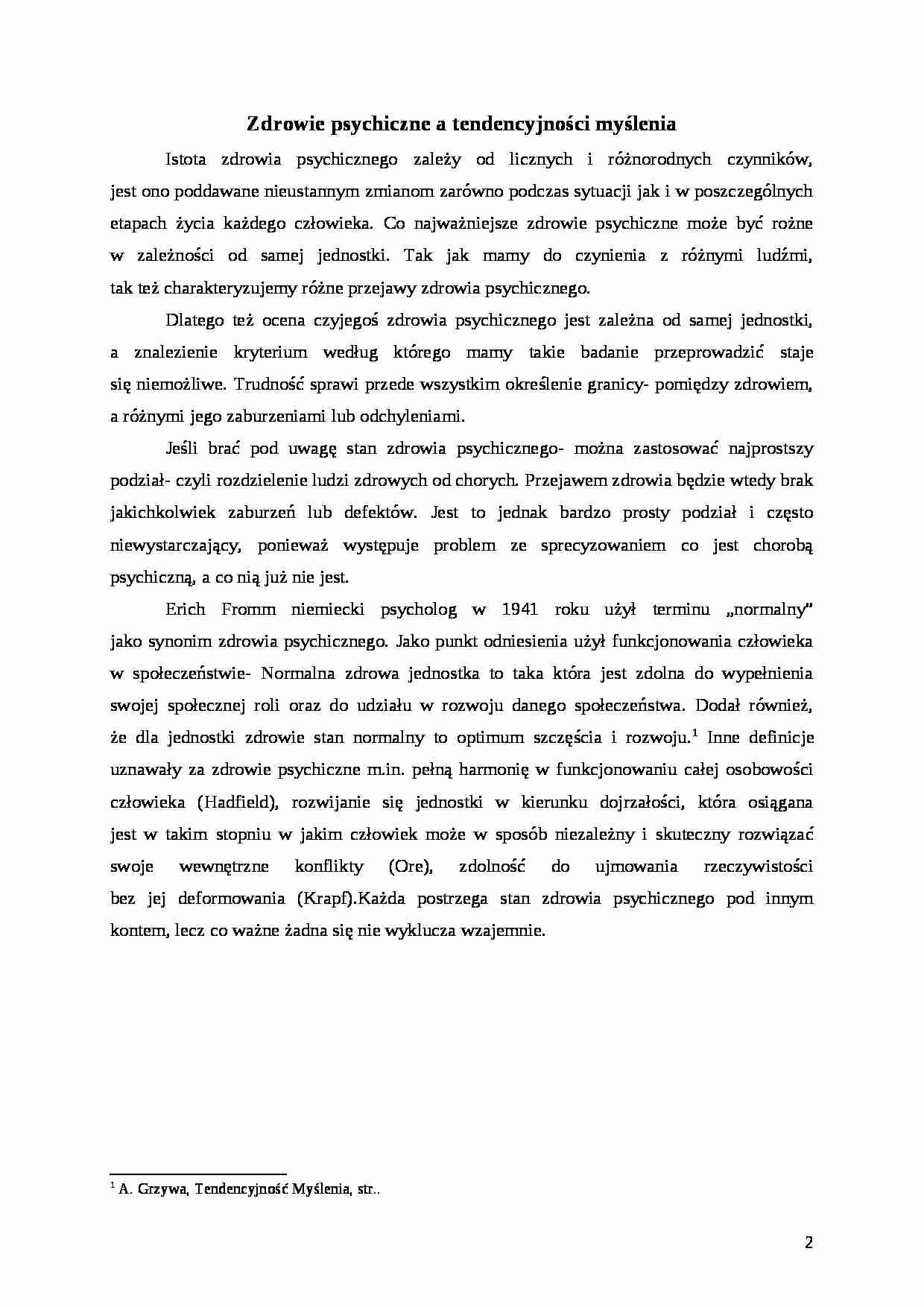 Zdrowie psychiczne a tendencyjności myślenia - strona 1