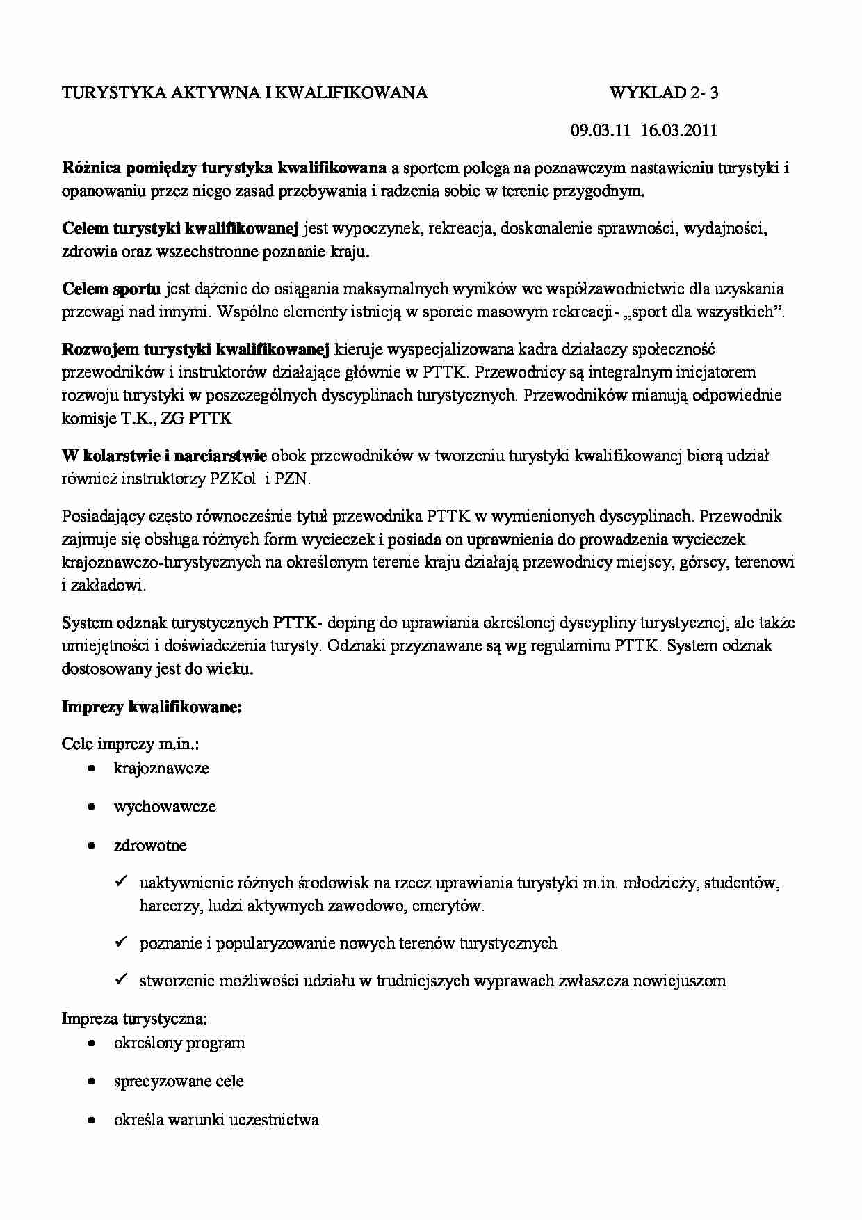 Wykłady z Turystyki Aktywnej i Kwalifikowanej - strona 1