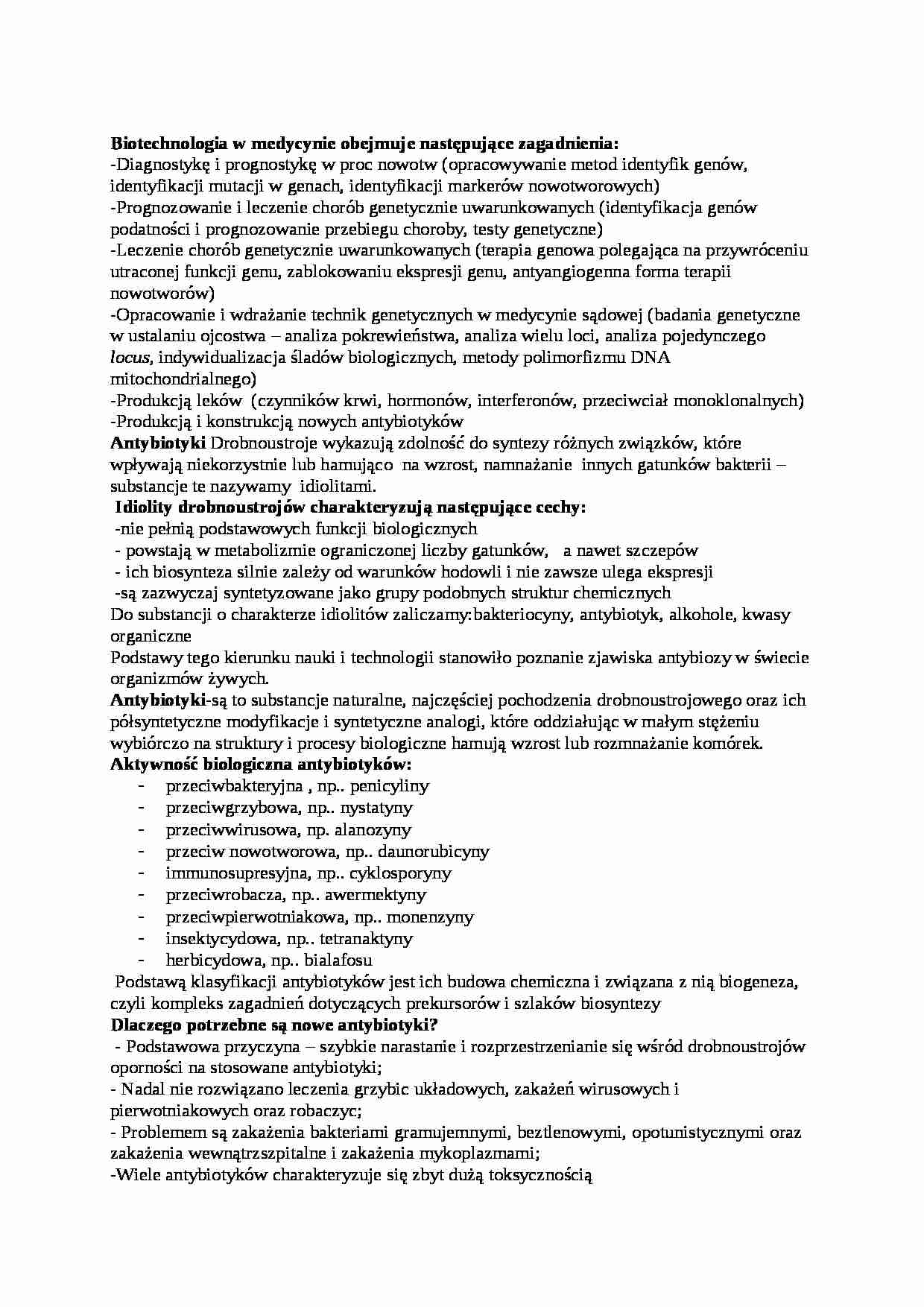 Biotechnologia w medycynie - materiały - strona 1