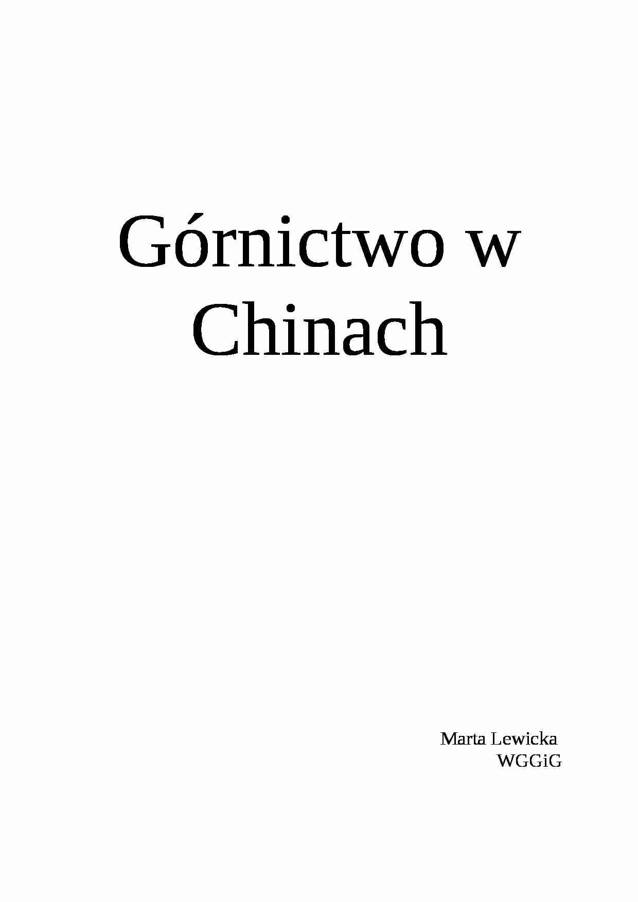 Górnictwo w Chinach - strona 1