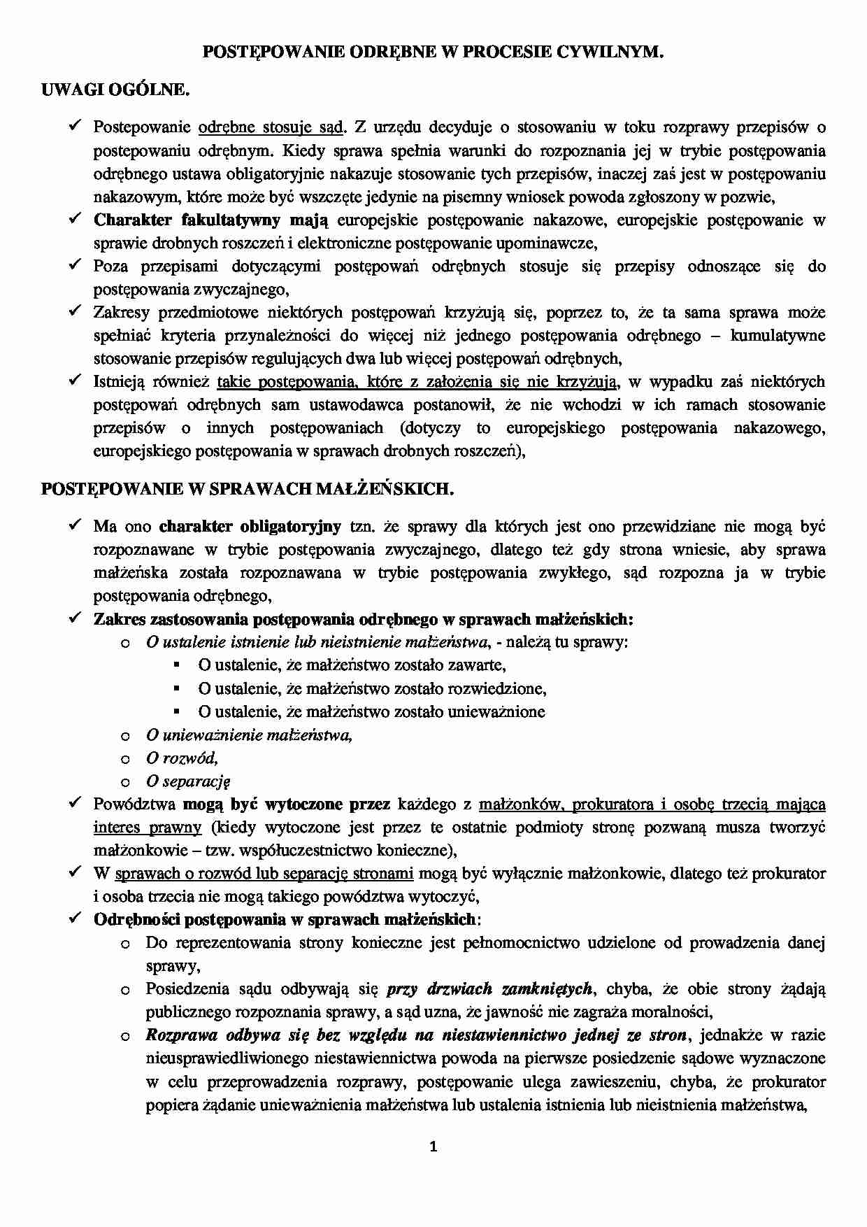 Postępowanie odrębne w procesie cywilnym - strona 1