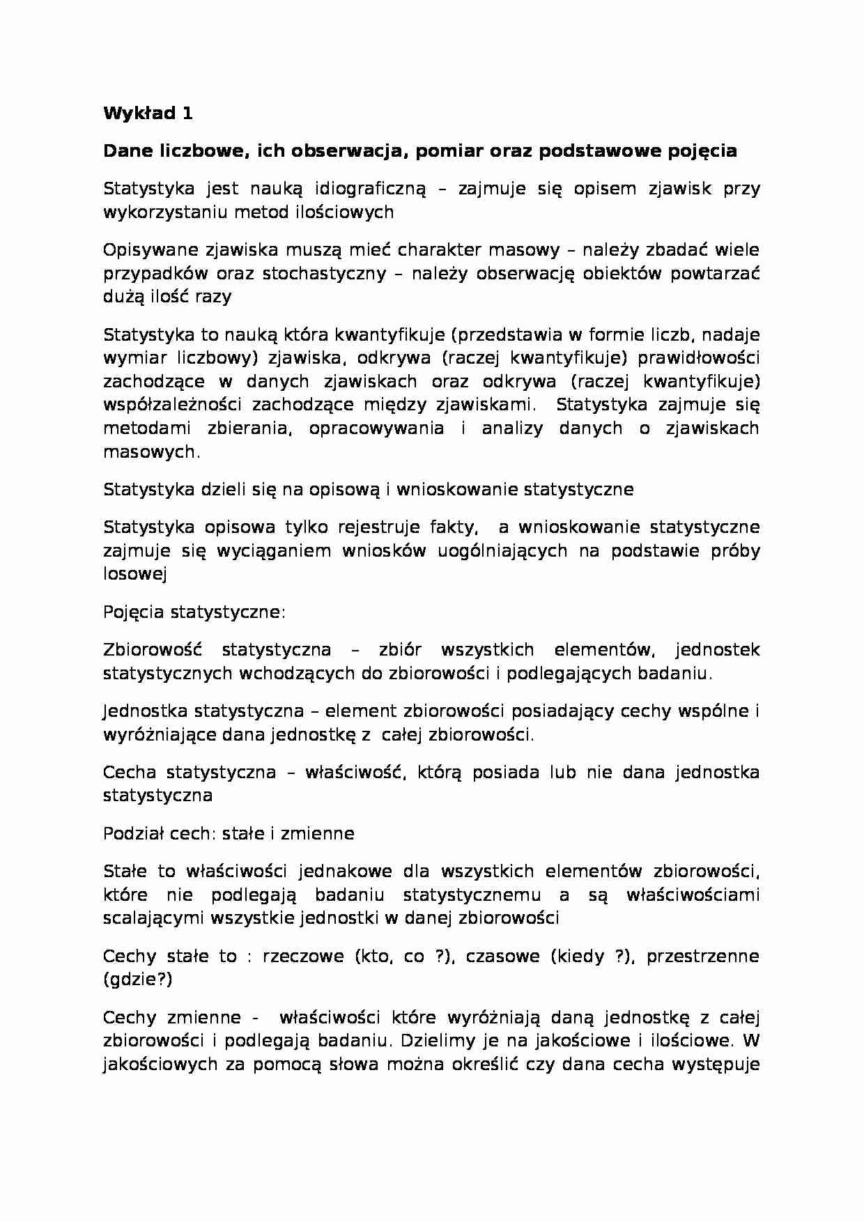 Statystyka i demografia - wykład - strona 1