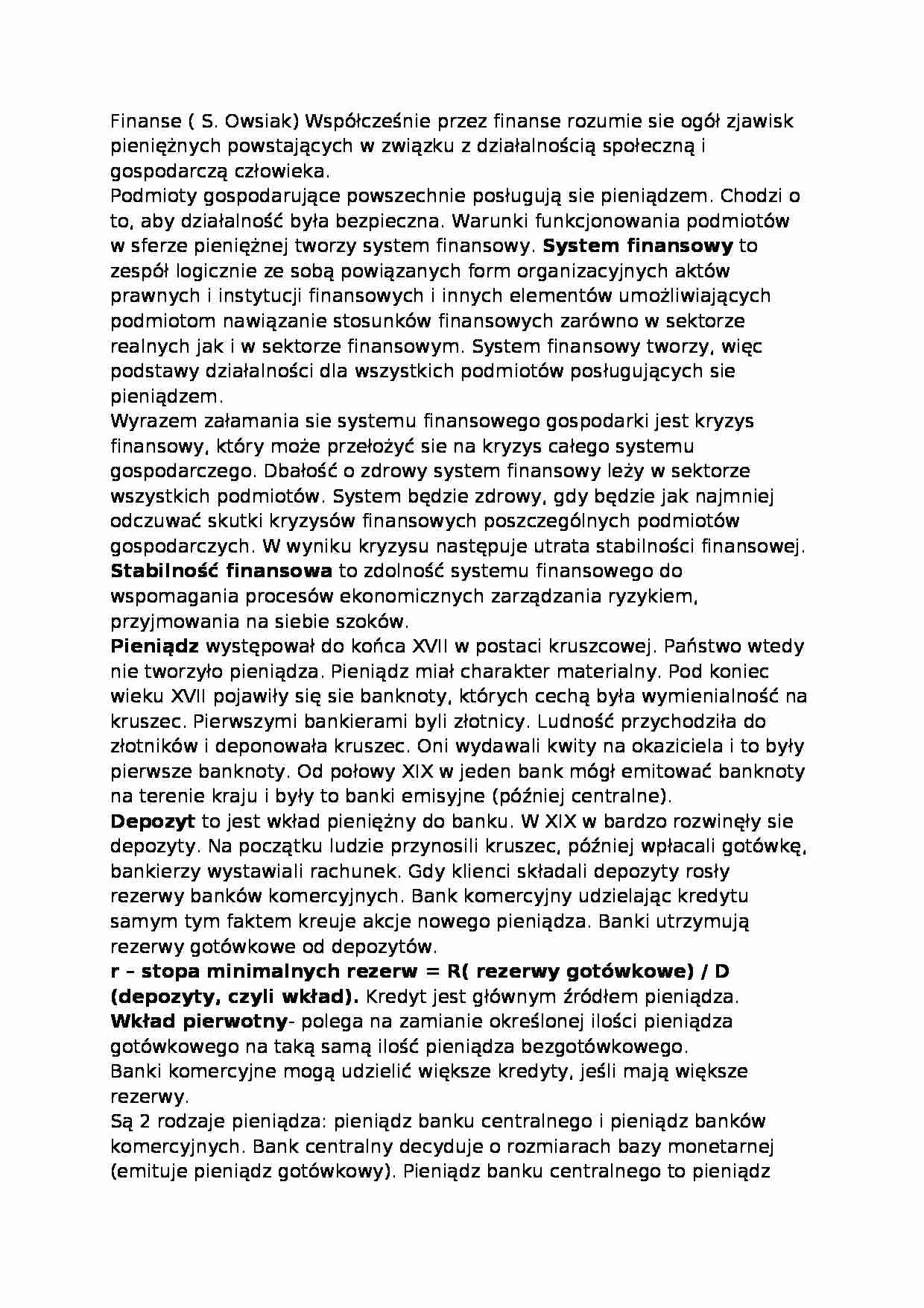 Finanse - System finansowy  - strona 1