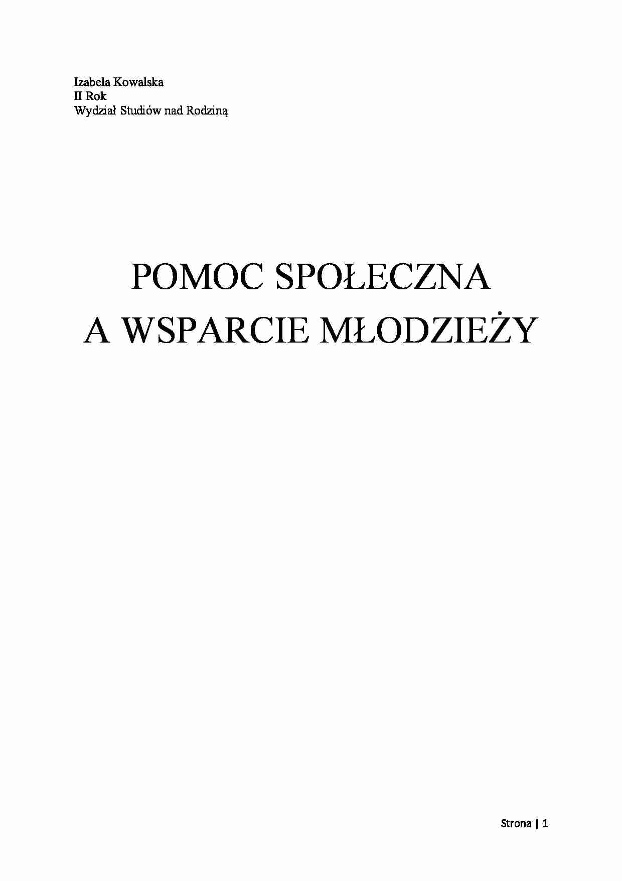 Pomoc społeczna a wsparcie młodzieży - strona 1