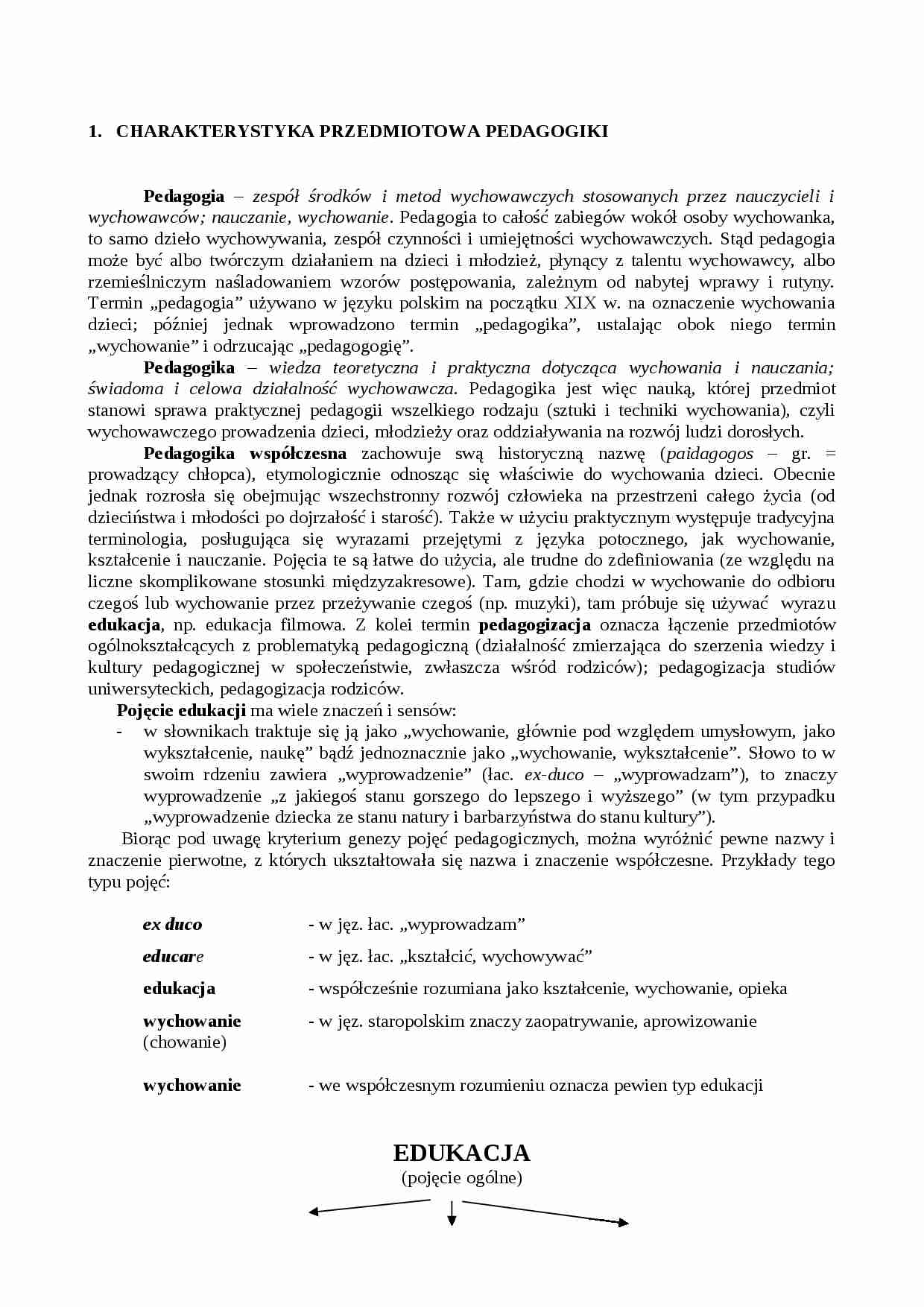 Pedagogika - wykłady - strona 1
