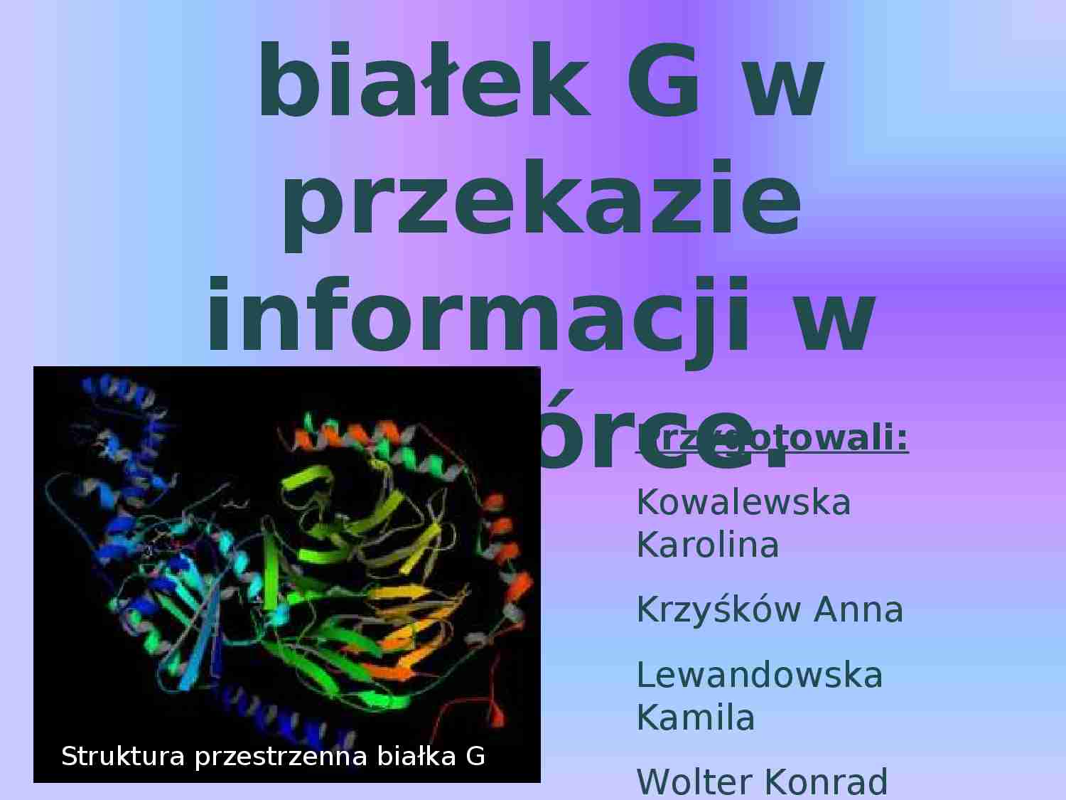 budowa i rola białek G w przekazie informacji - strona 1