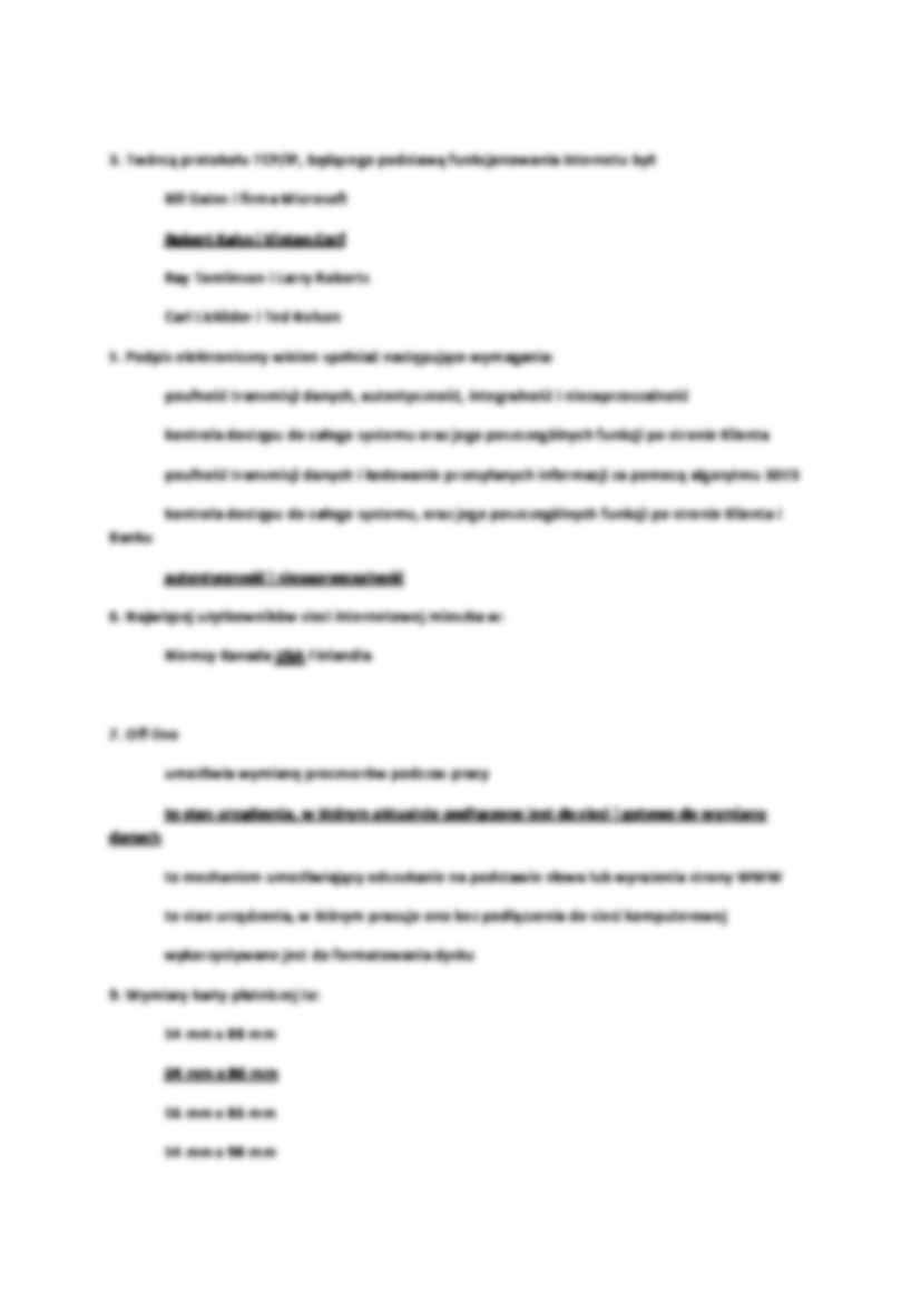 Technologia Informacyjna w Ekonomii - test z odpowiedziami - strona 3