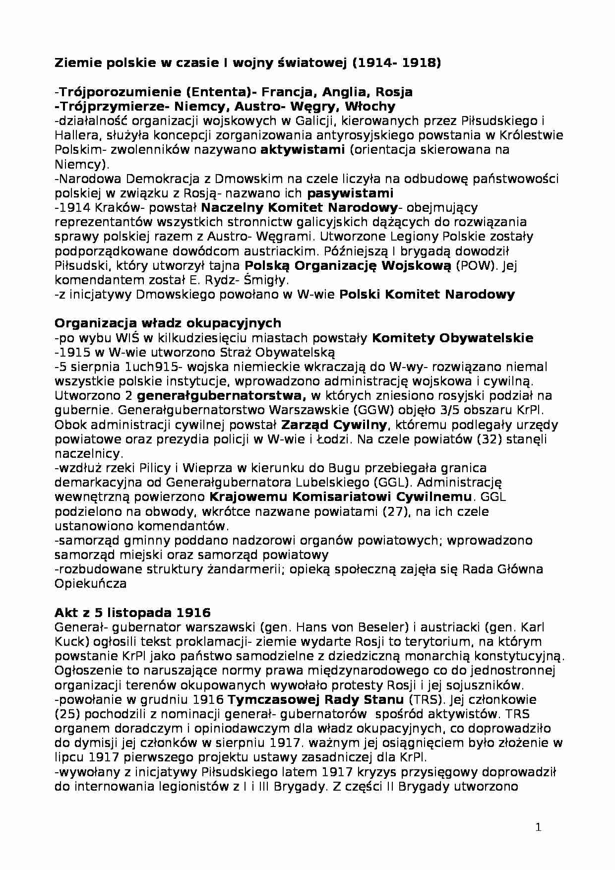 Historia po 1914 roku - wykłady - strona 1