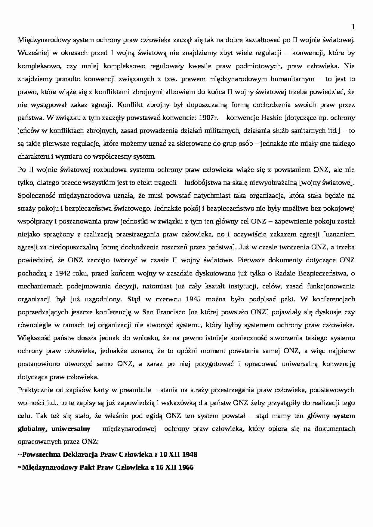 Europejski System Praw Człowieka - wykłady - strona 1
