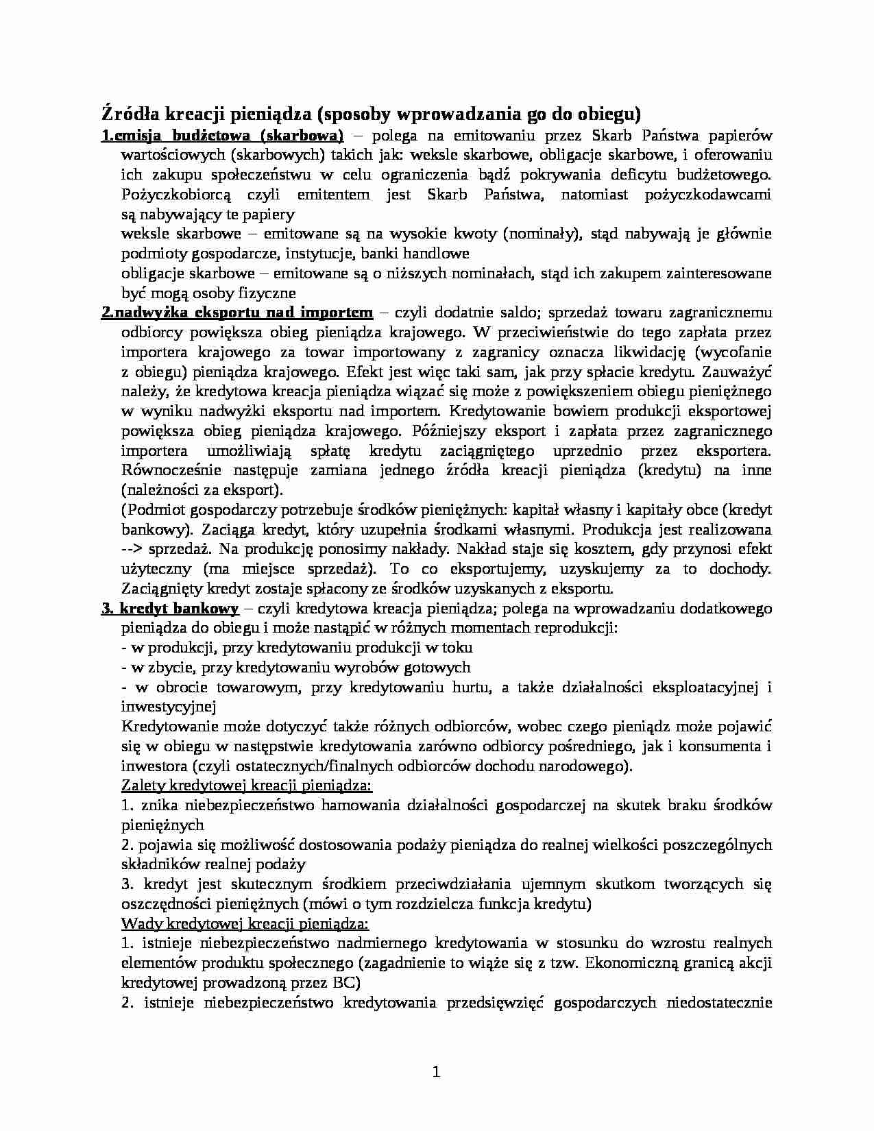 Bankowość wykłady - dr Jolanta Zuza - strona 1