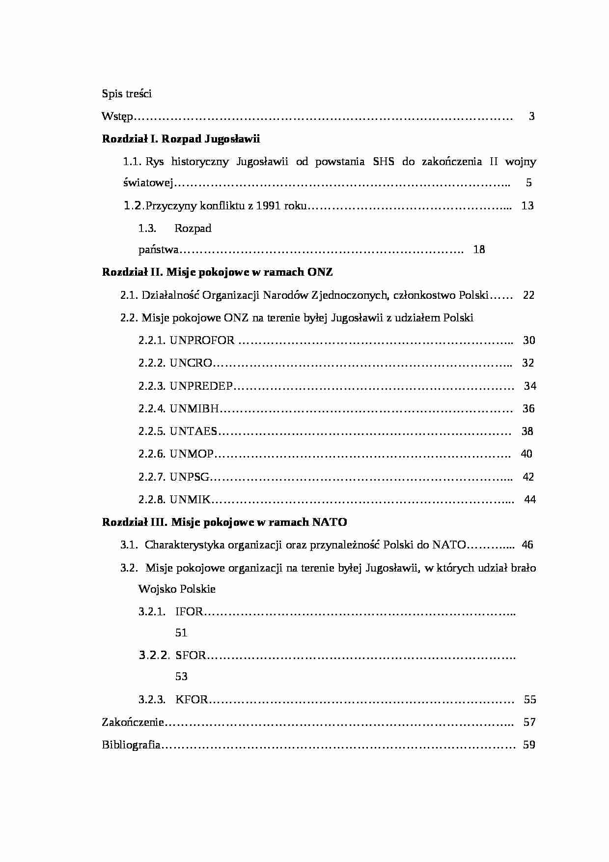 Polska w misjach pokojowych - praca licencjacka - strona 1