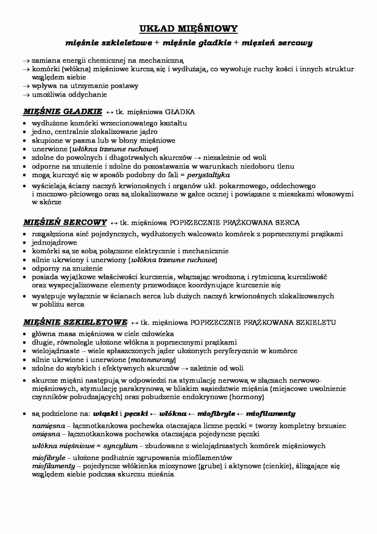 Układ ruchu: układ mięśniowy + układ szkieletowy - strona 1