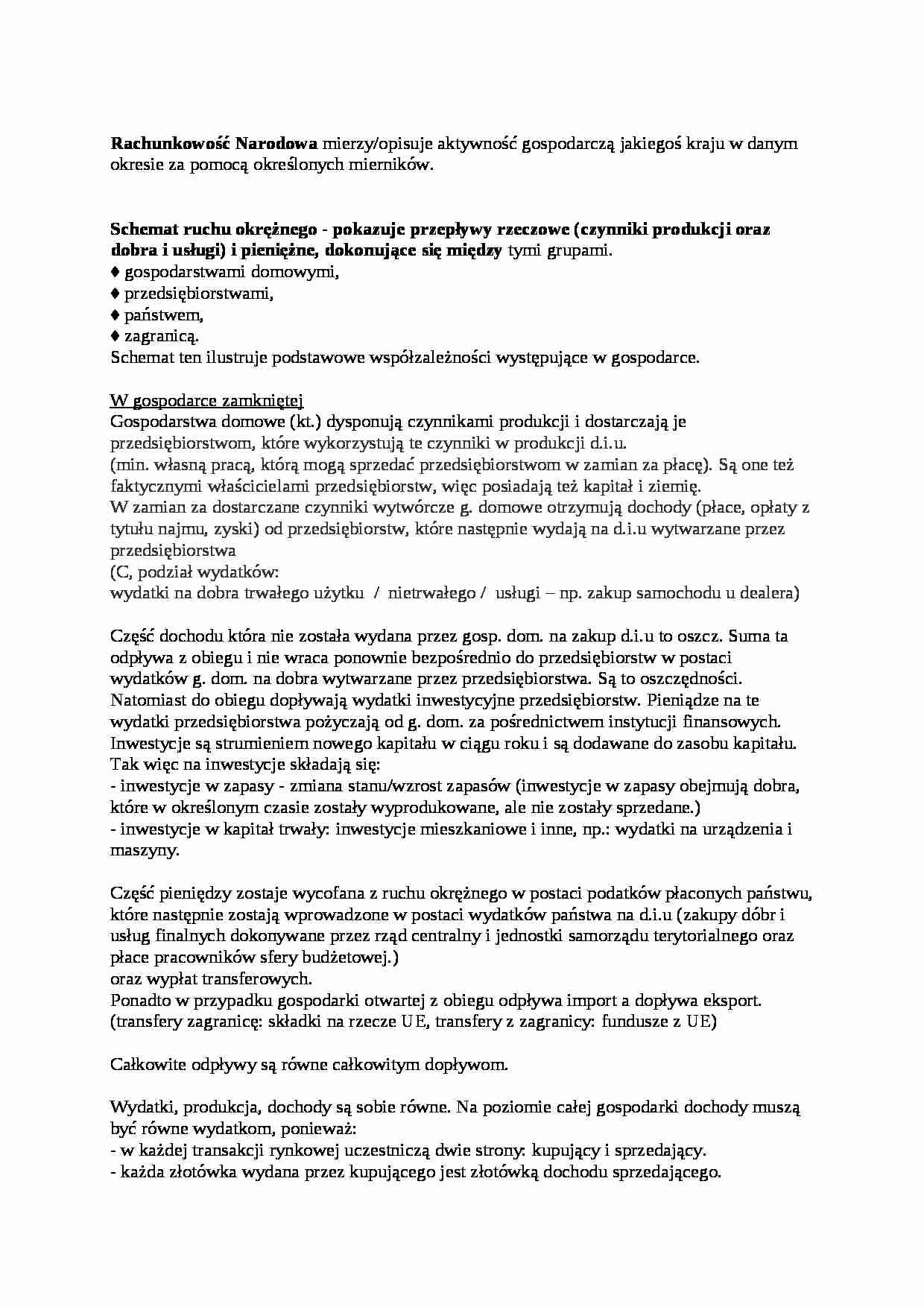 makroekonomia - Rachunkowość Narodowa - strona 1