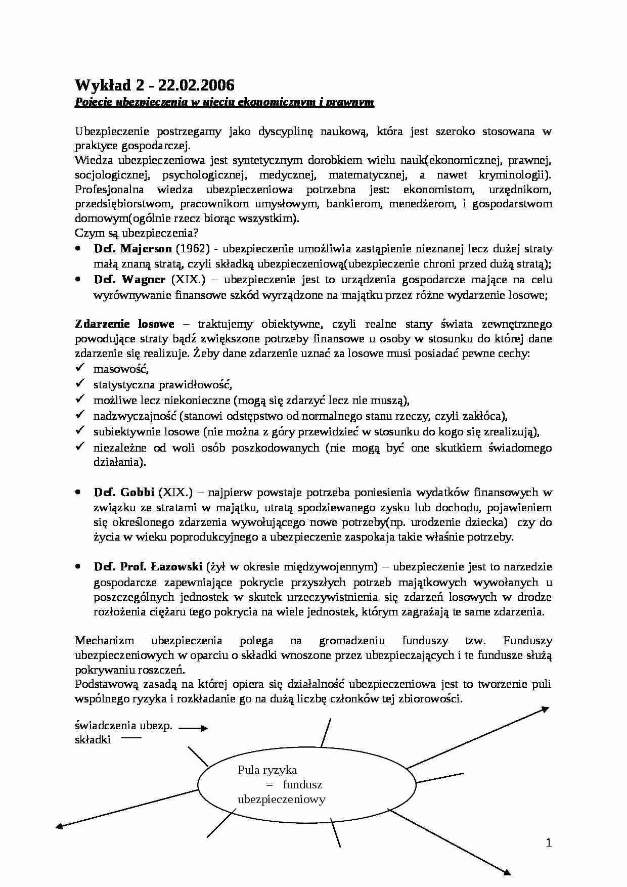 wykłady z finansów i bankowości - ubezpieczenia - strona 1
