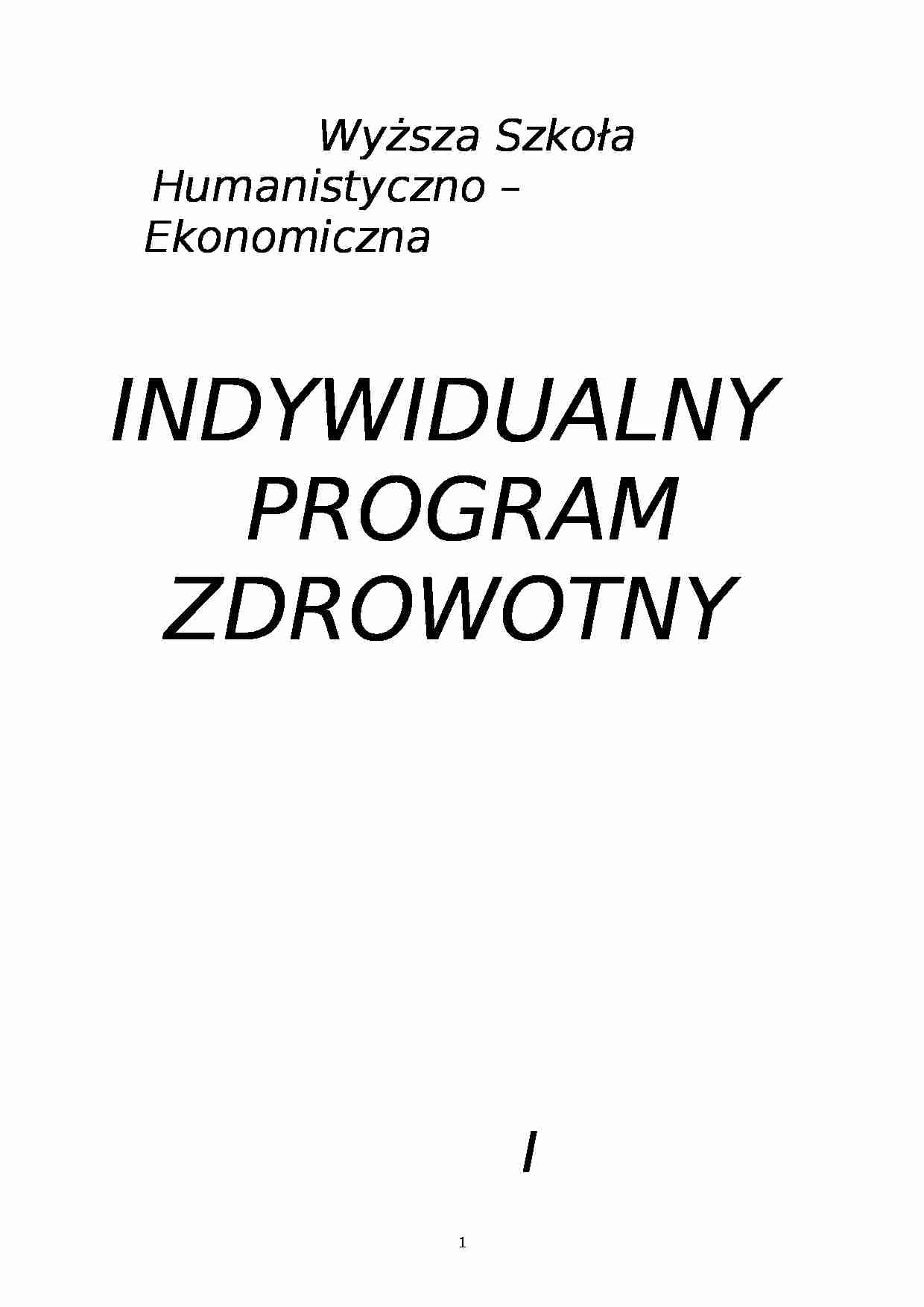 Indywidualny program zdrowotny - strona 1